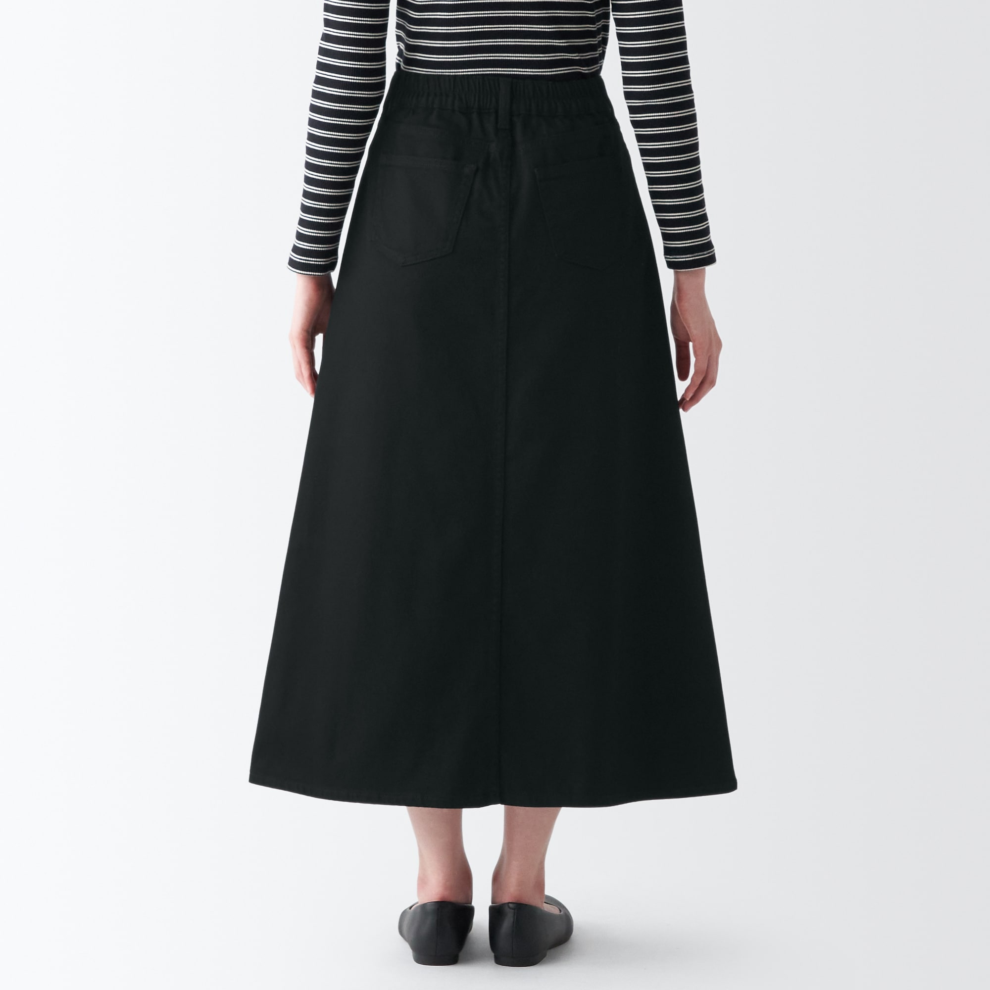 デニムＡラインスカート　黒