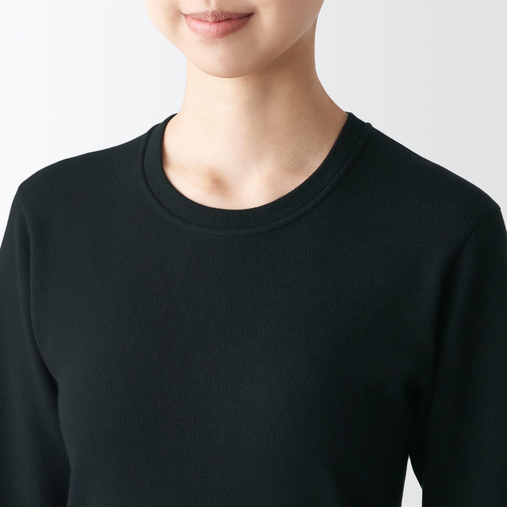 あったか綿　ウール　クルーネック長袖Ｔシャツ