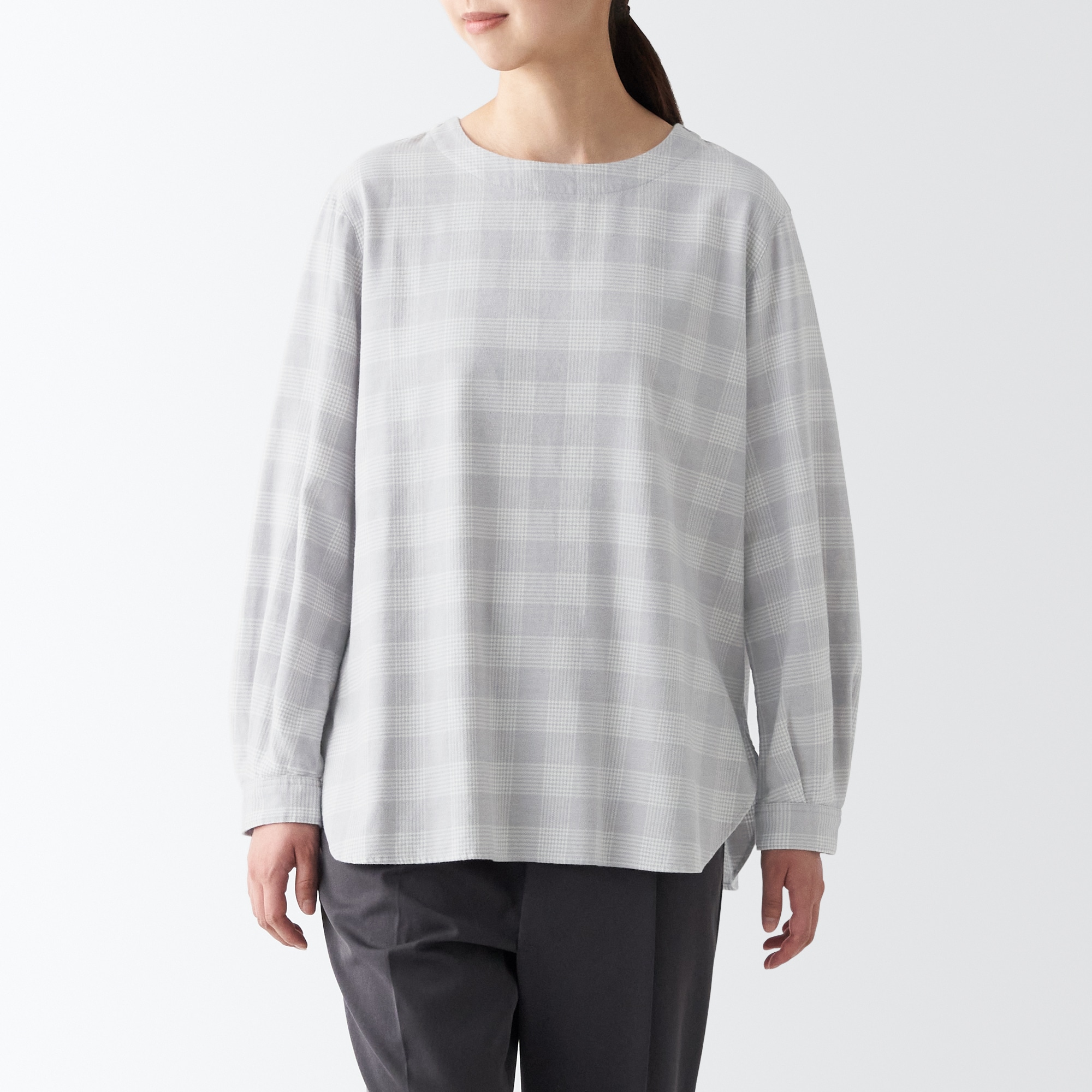 両面起毛フランネル長袖ブラウス