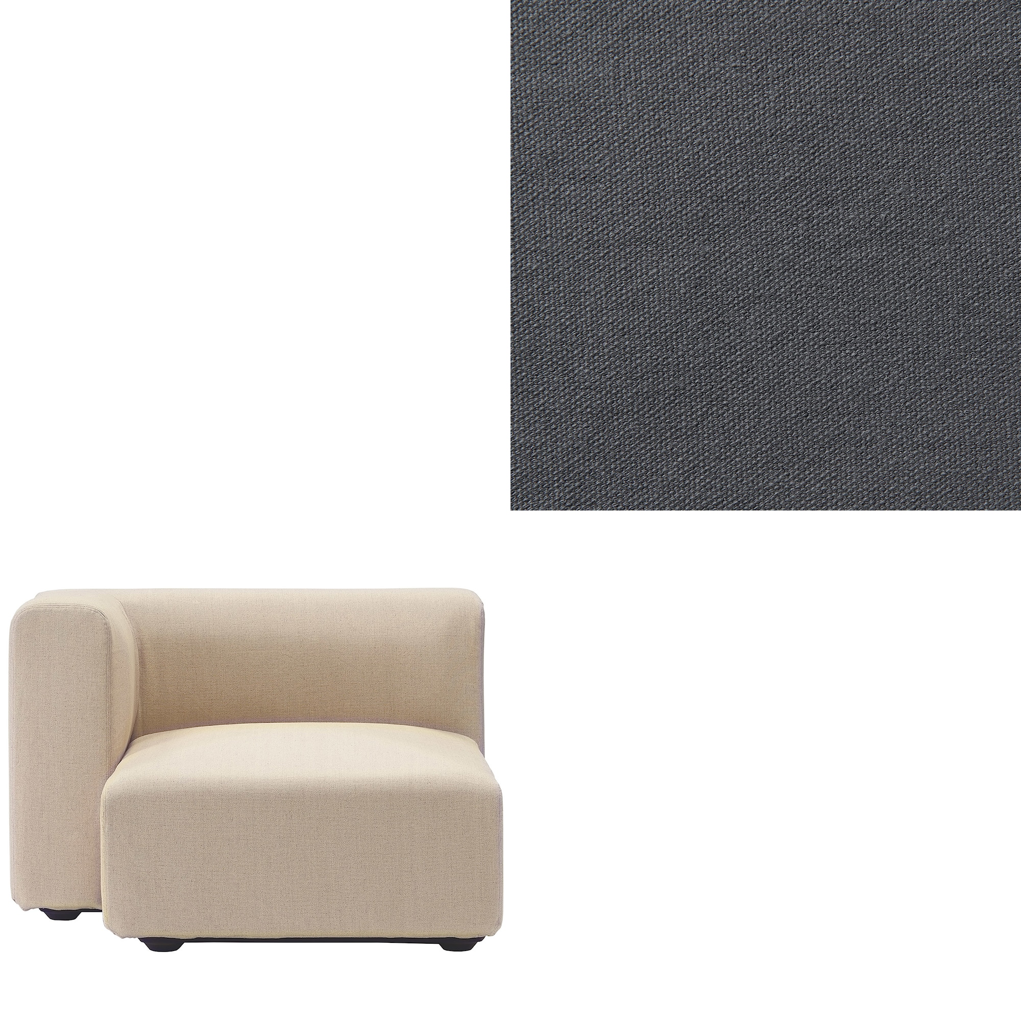 【カバー】洗いざらしの綿帆布ユニットソファ・ハーフアーム・大（右）用カバー／生成