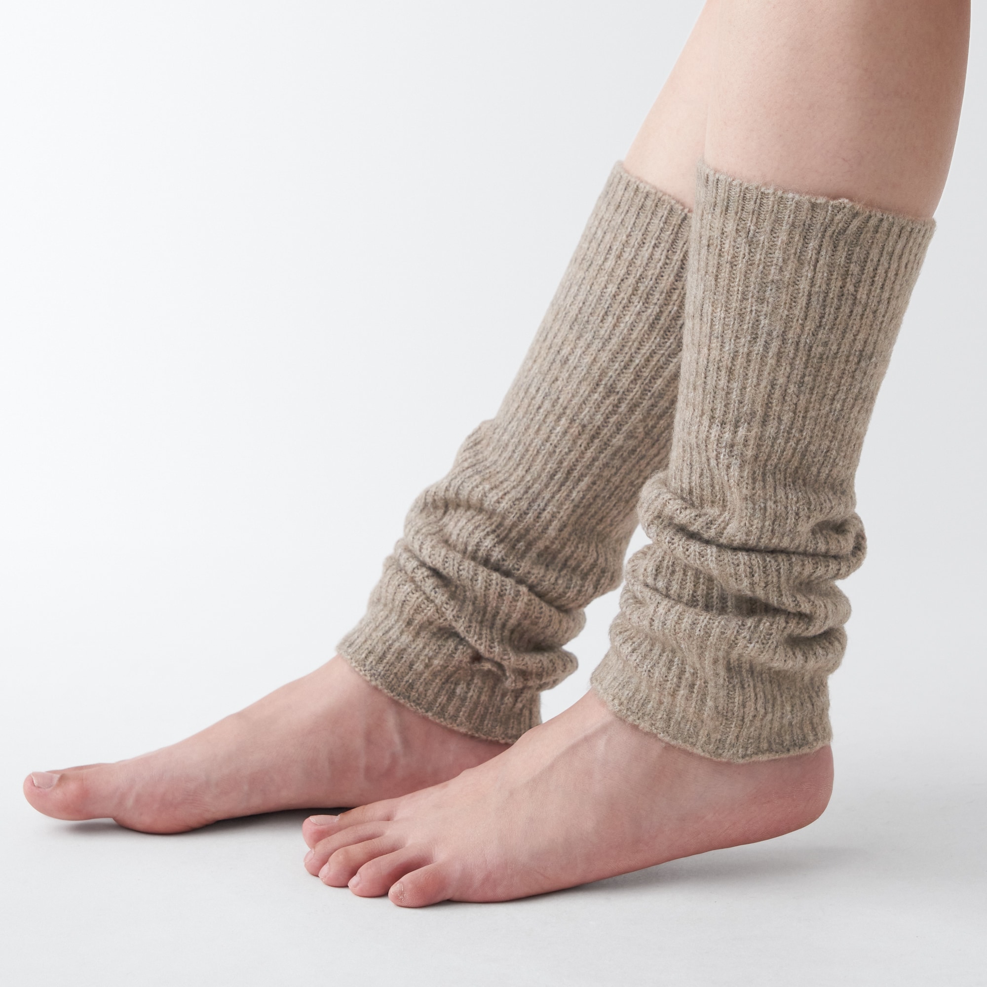 再生ポリエステル混　リブ編み　足にも使えるアームウォーマー