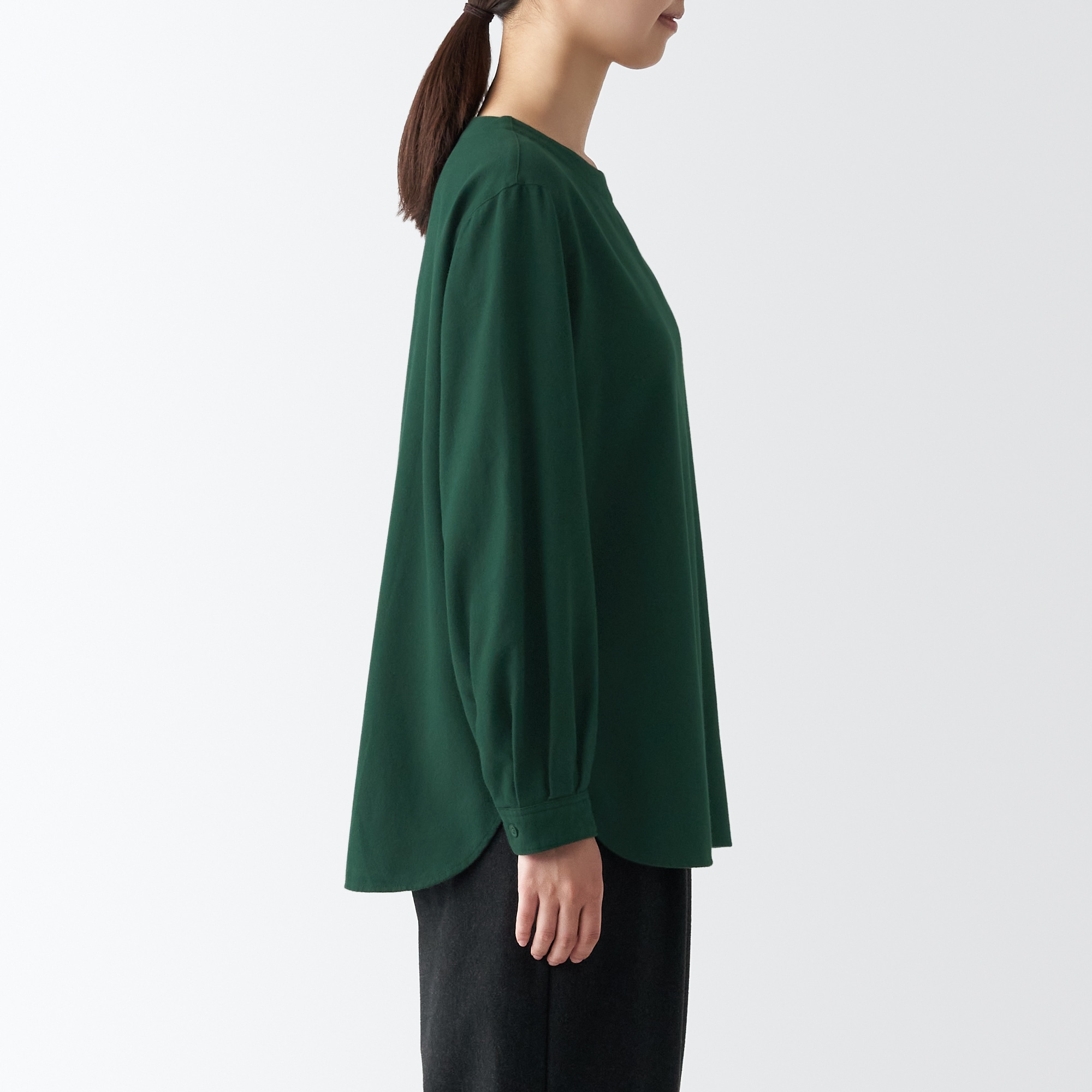 両面起毛フランネル長袖ブラウス