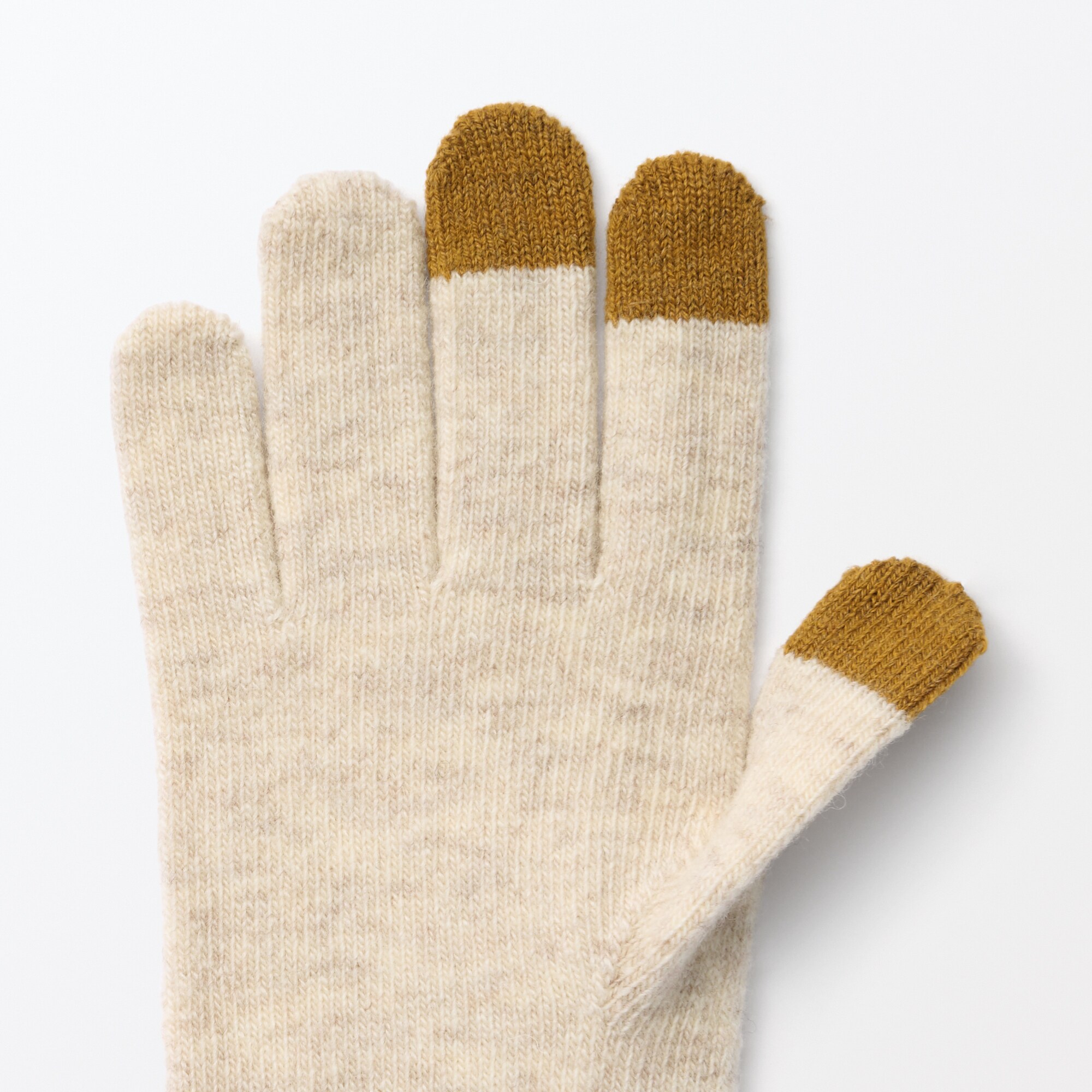 ウール混　裏起毛　　タッチパネル手袋　（配色）