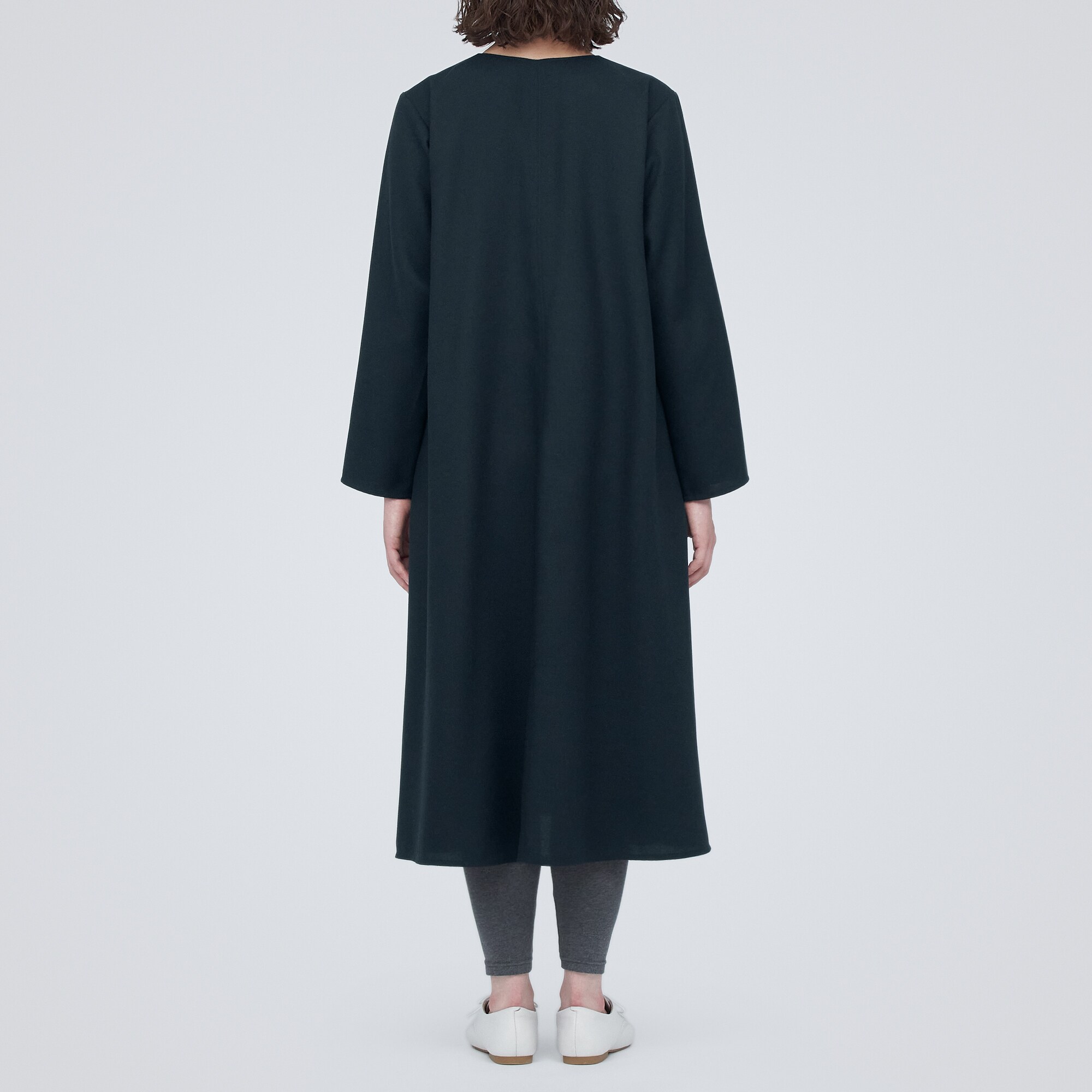 起毛キーネック長袖ワンピース