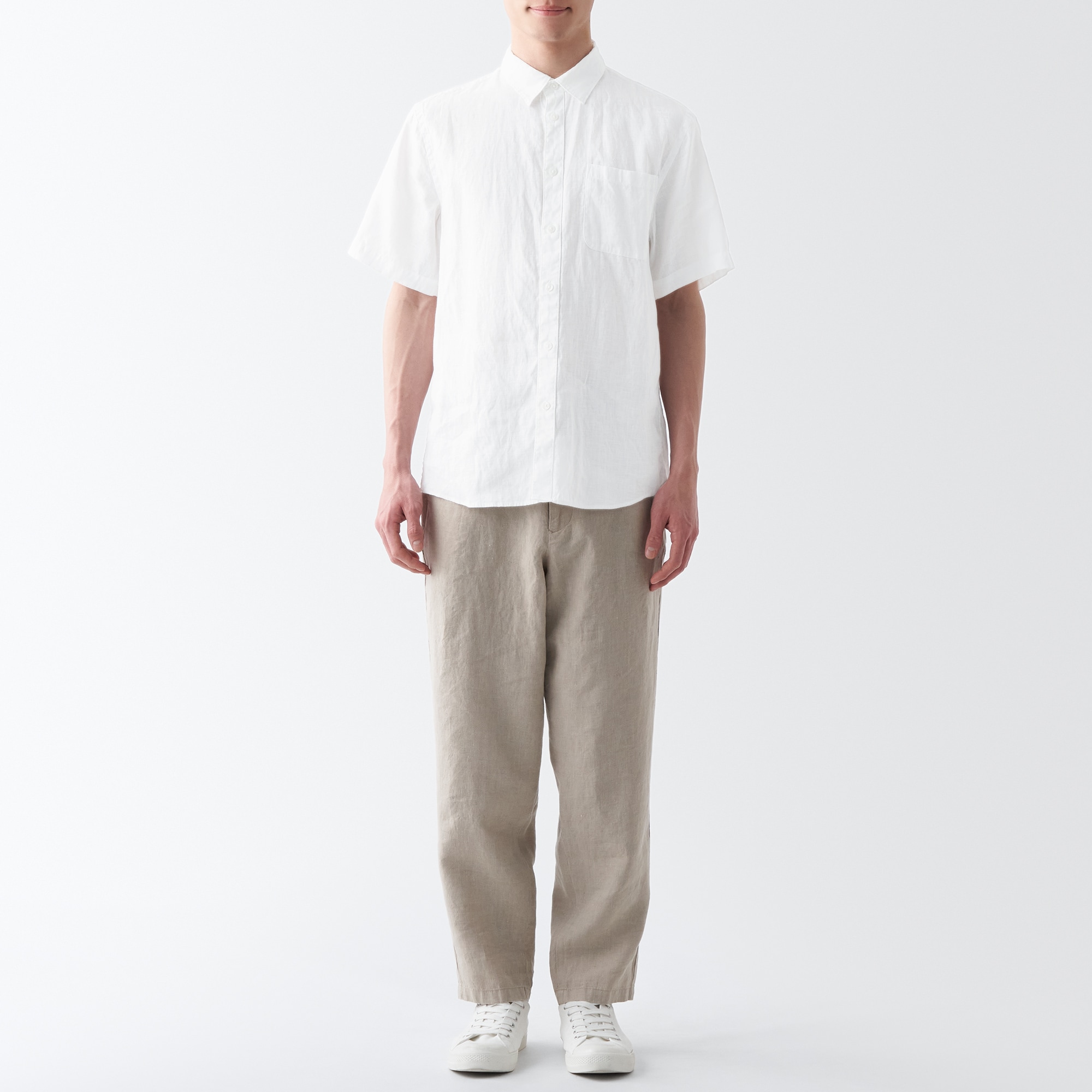 ヘンプ洗いざらし半袖シャツ