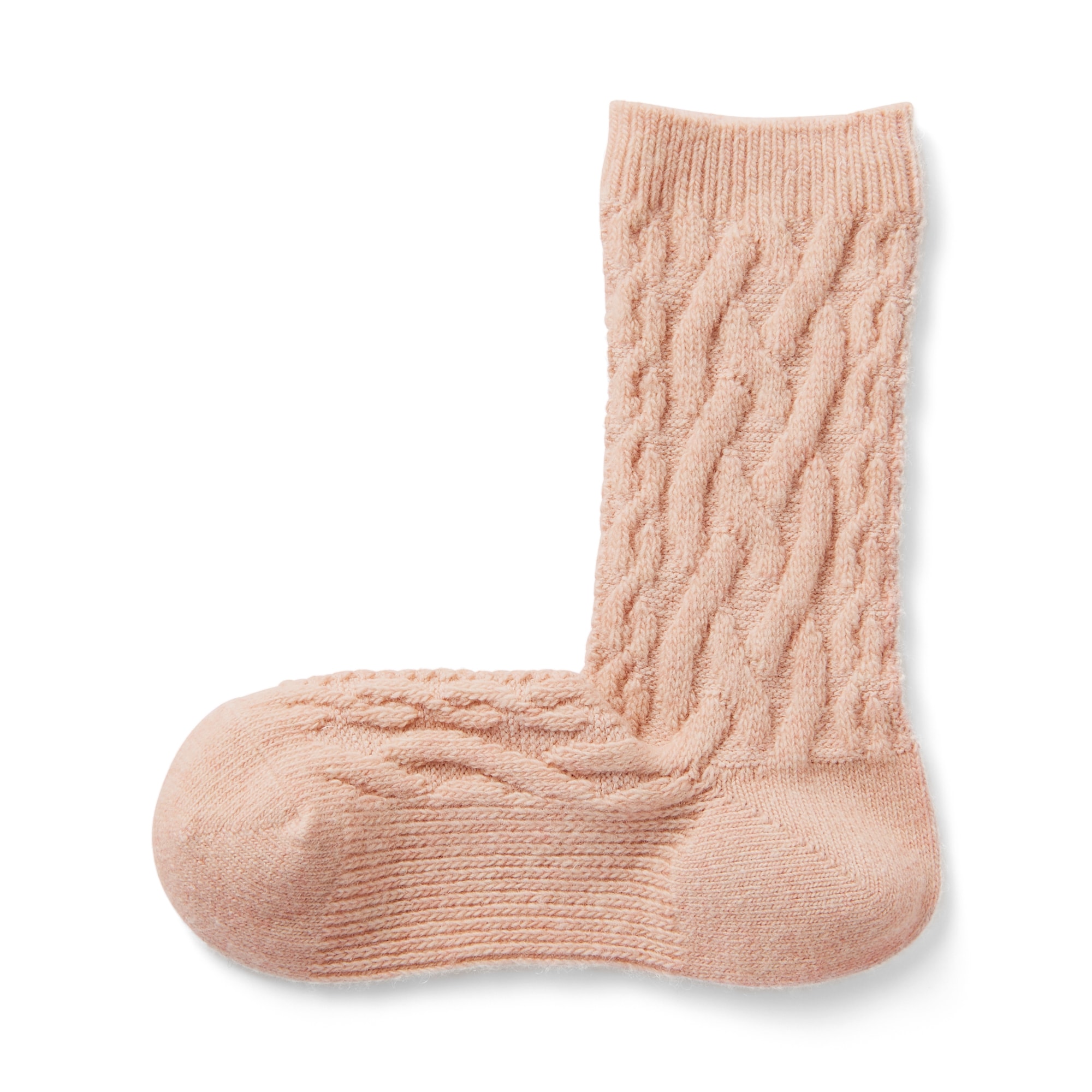 足なり直角　履き口やわらか　ヤク混　柄編み靴下（婦人）