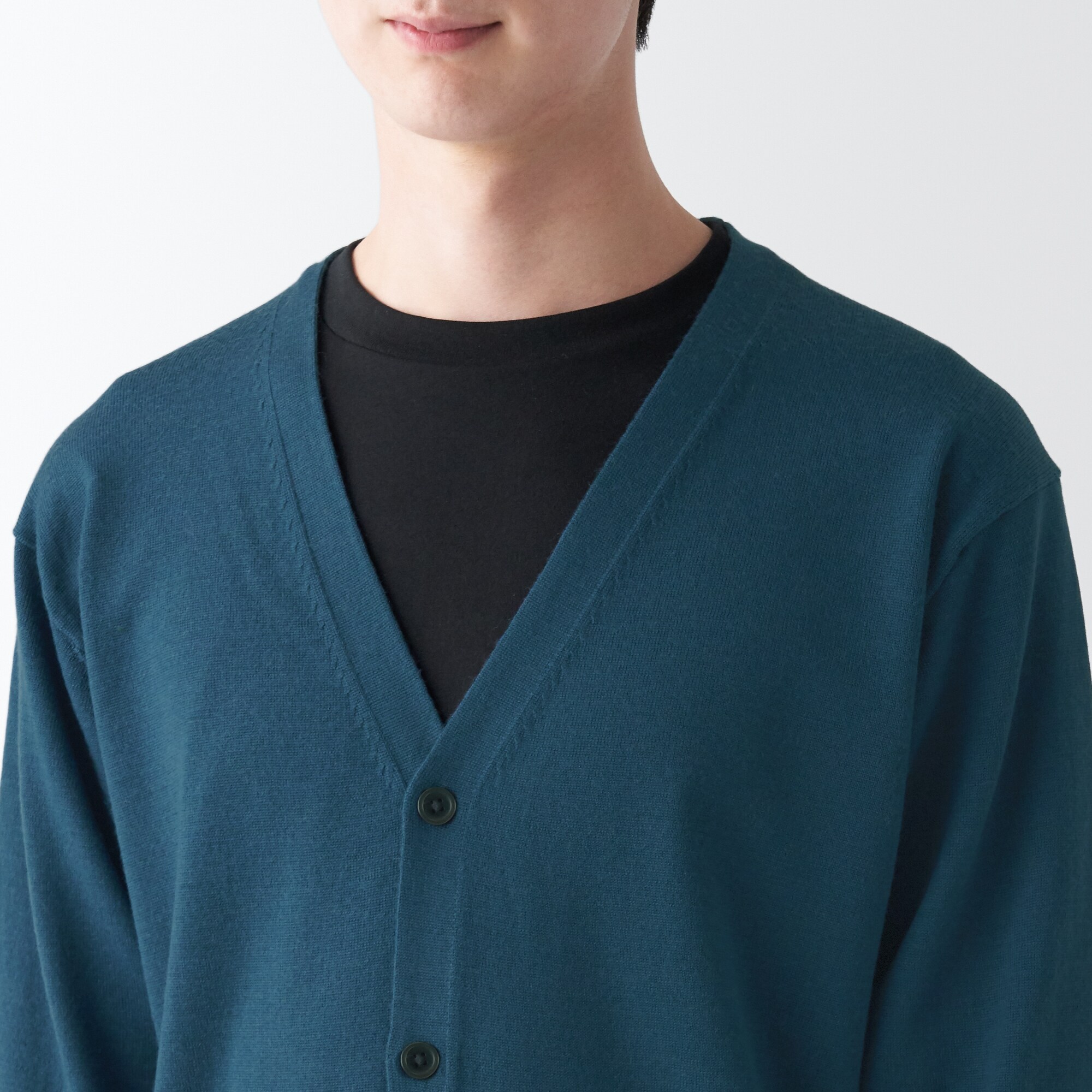 洗えるウールハイゲージＶネックカーディガン