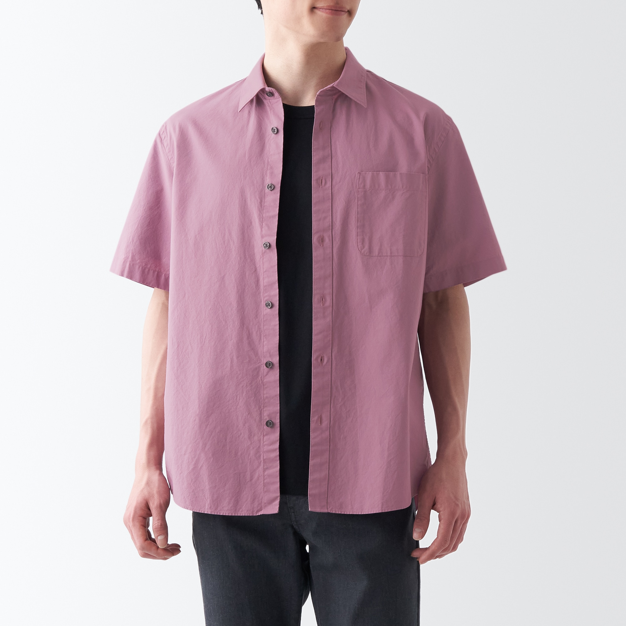 洗いざらしブロード半袖シャツ