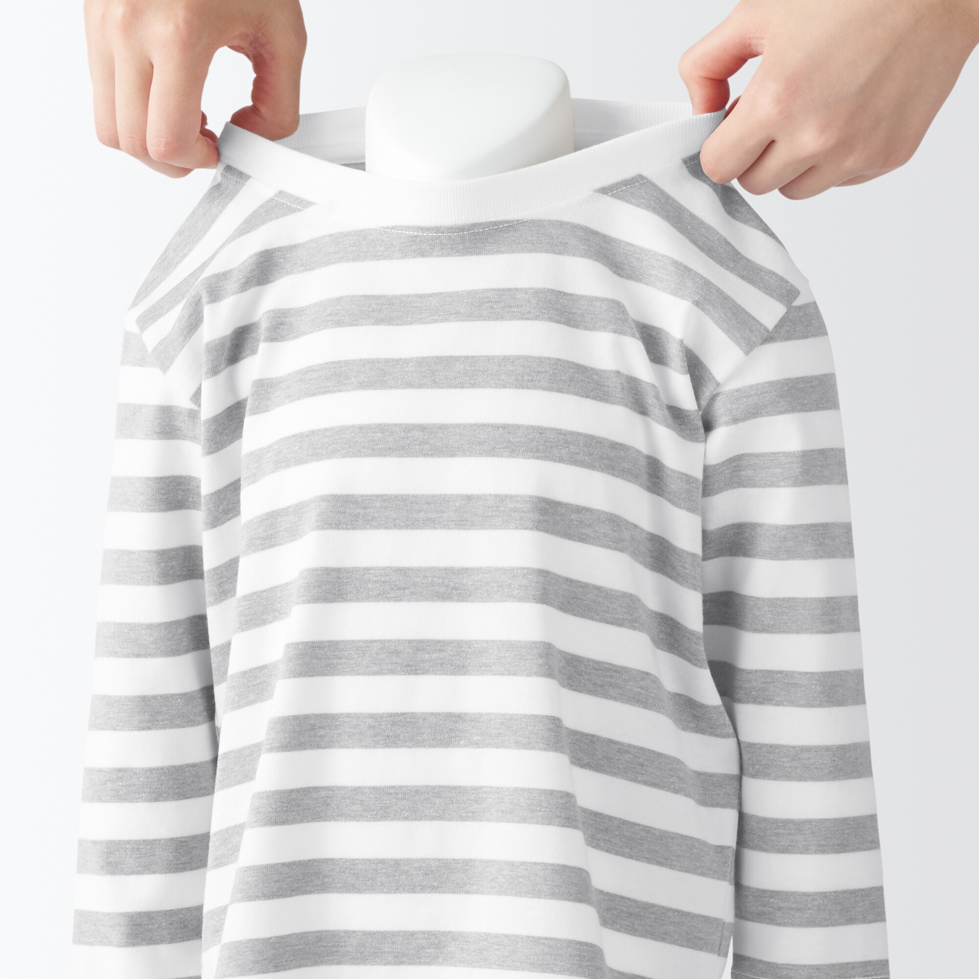 ベビー　あたまするっと　クルーネック長袖Ｔシャツ　ボーダー