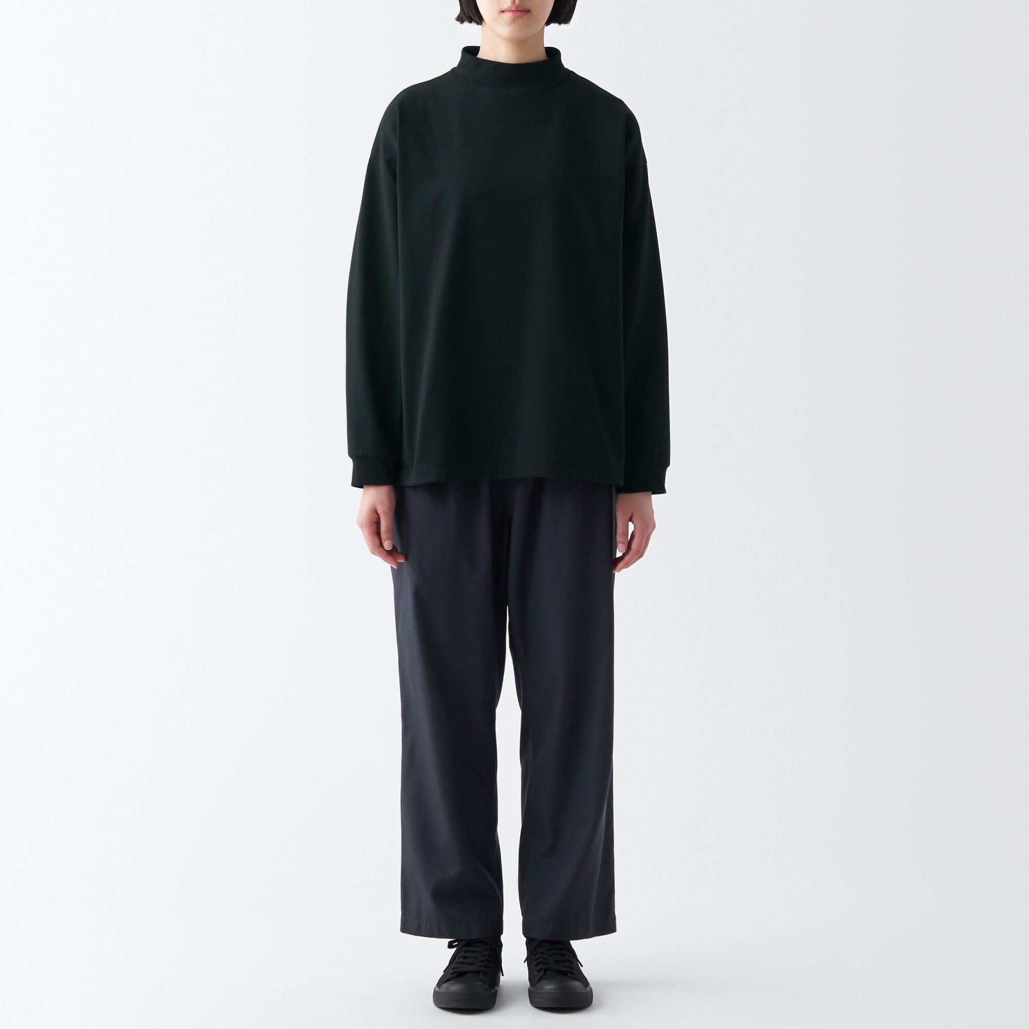 天竺編みハイネック長袖Ｔシャツ