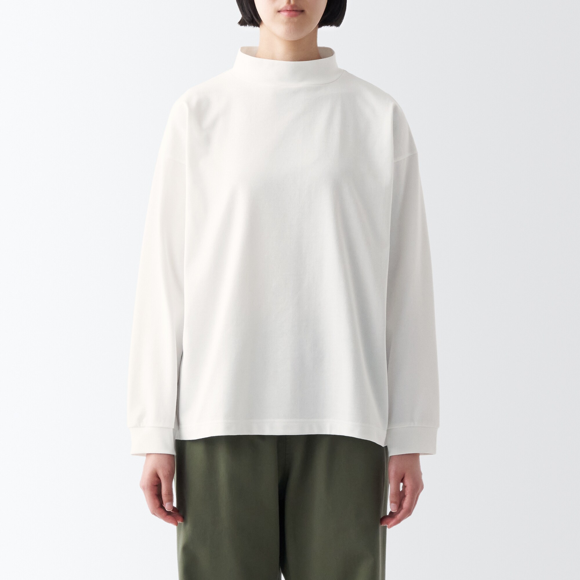 天竺編みハイネック長袖Ｔシャツ