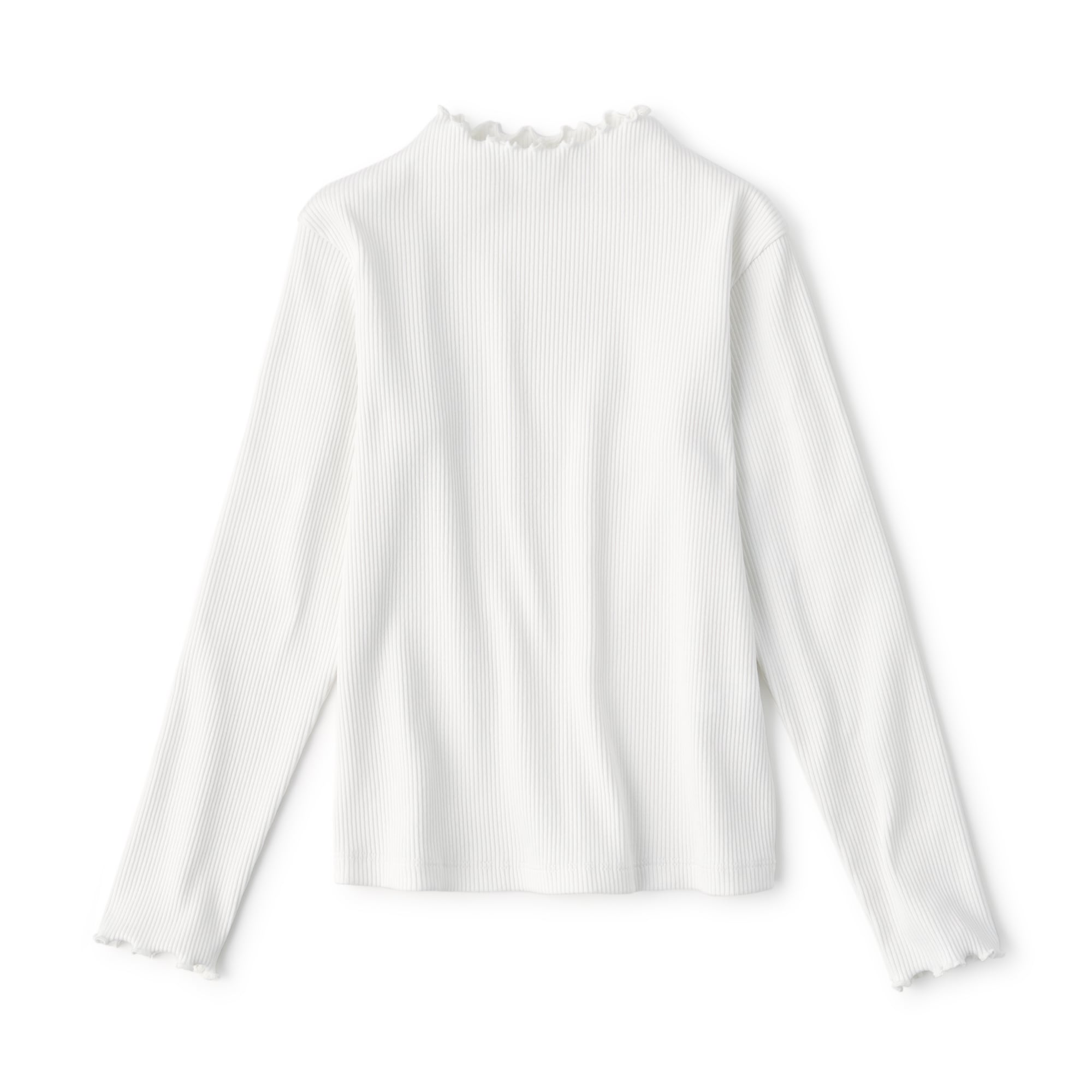 キッズ　ストレッチリブ編みモックネック長袖Ｔシャツ