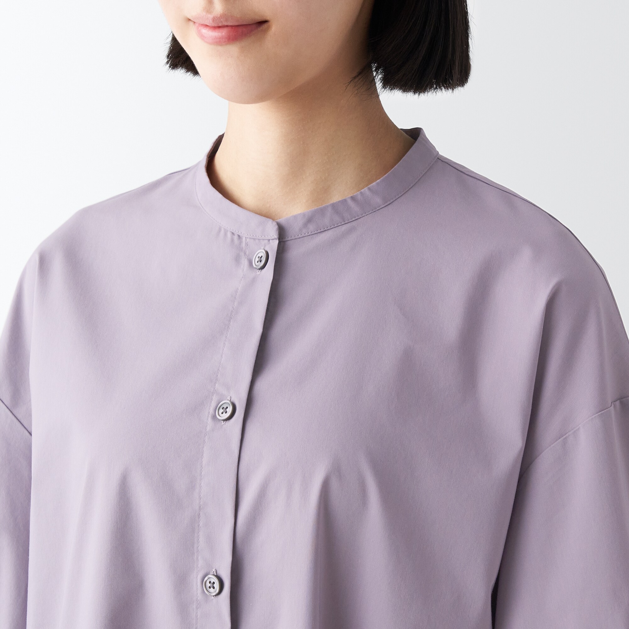 乾きやすいブロード七分袖ワンピース