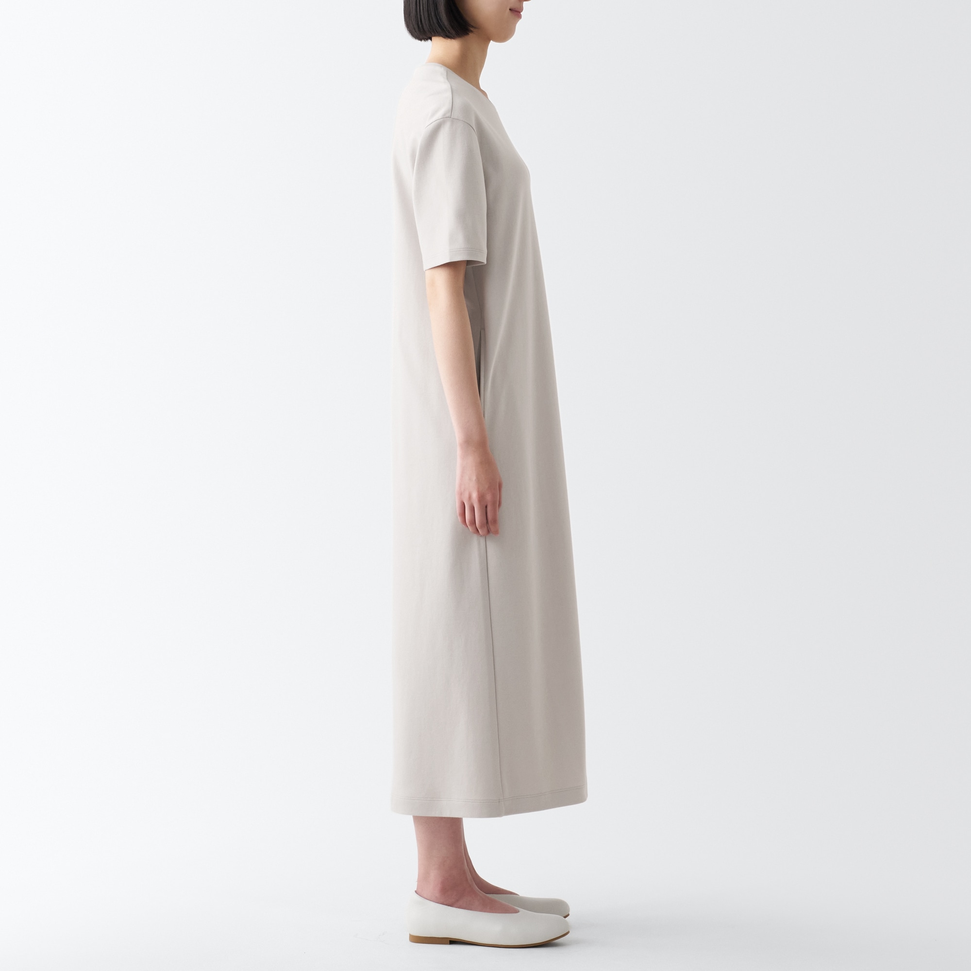 スムース編み半袖ワンピース