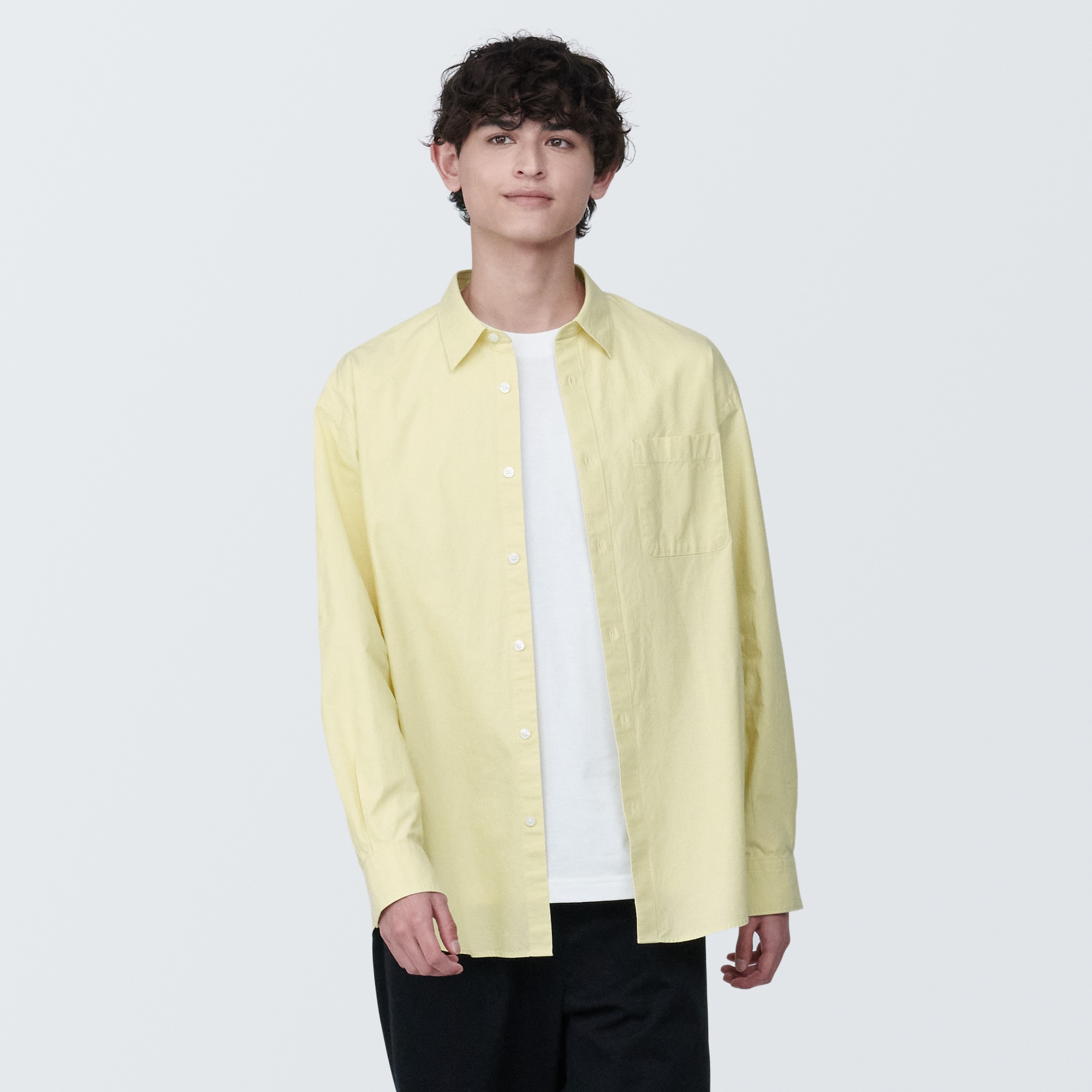 紳士　洗いざらしブロード長袖シャツ