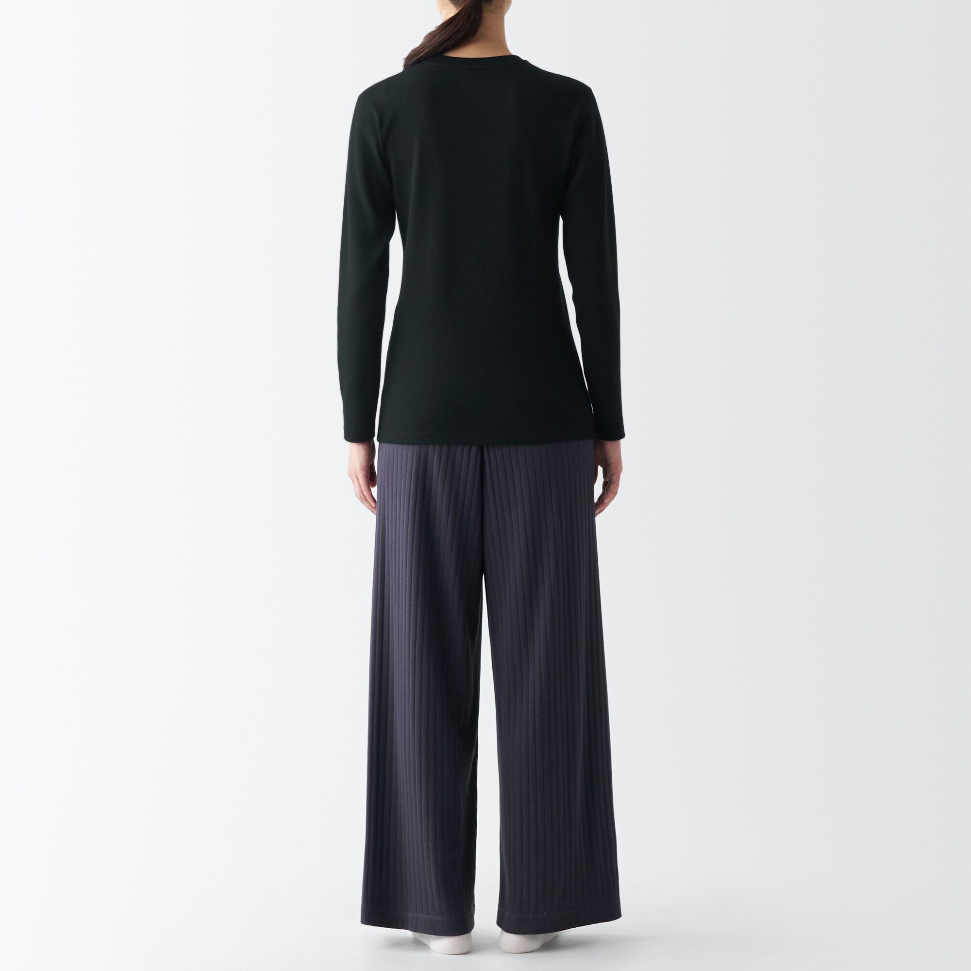 あったか綿　ウール　クルーネック長袖Ｔシャツ