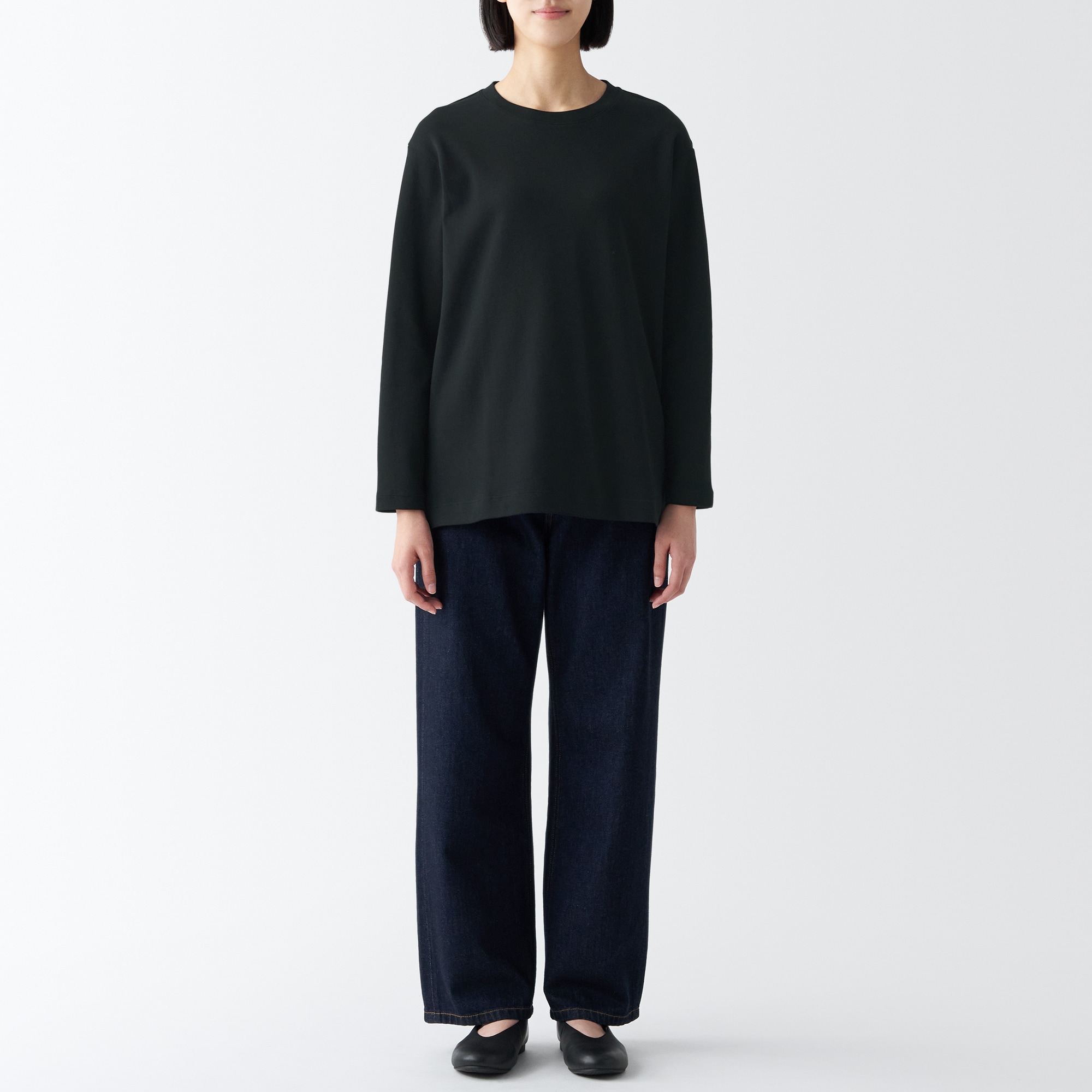 スムース編みロング丈長袖Ｔシャツ