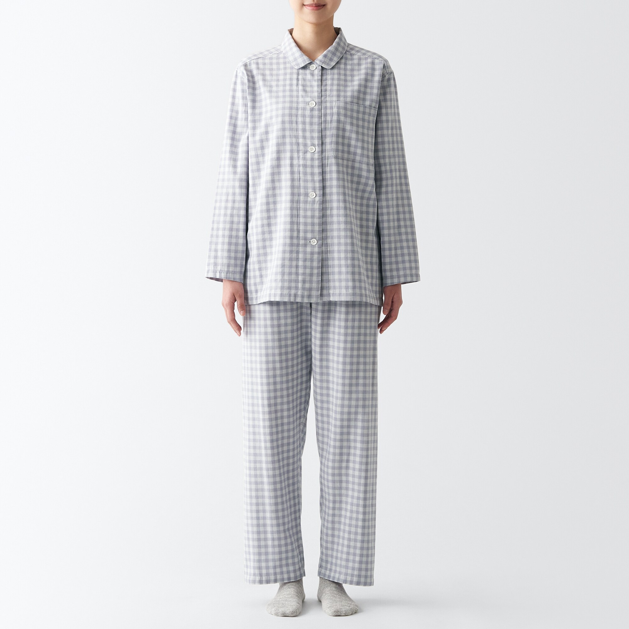 【年中着られる定番】脇に縫い目のない　二重ガーゼパジャマ