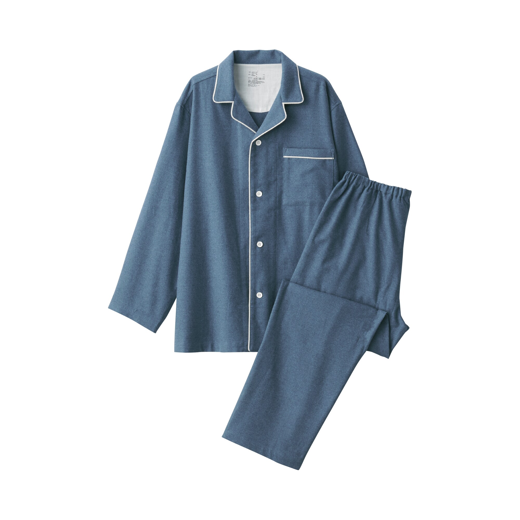 【両面起毛で温かい】脇に縫い目のない　フランネルパジャマ（旧仕様：丸襟タイプ・お尻ポケットなし）