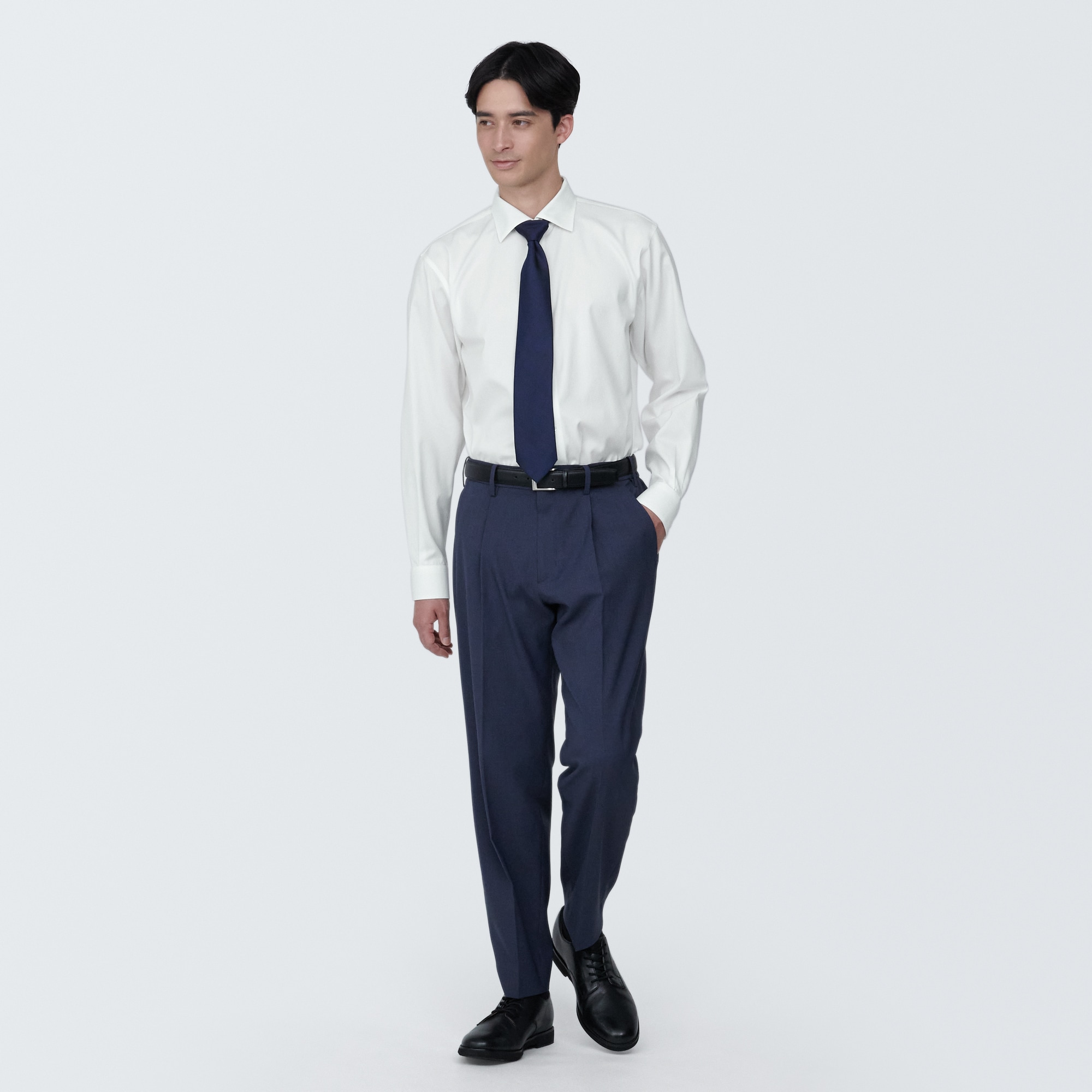 紳士　ノンアイロンセミワイドカラー長袖シャツ