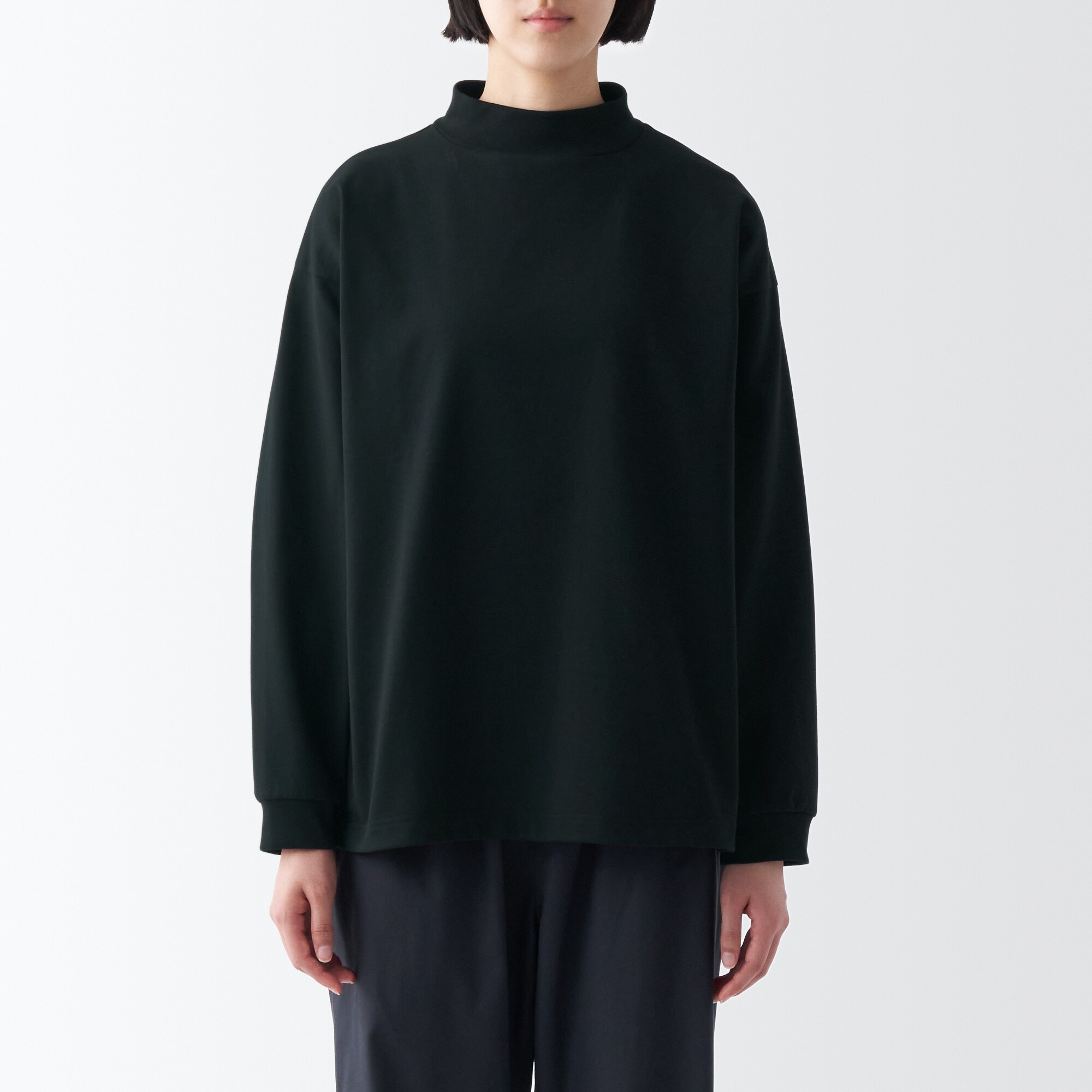 天竺編みハイネック長袖Ｔシャツ
