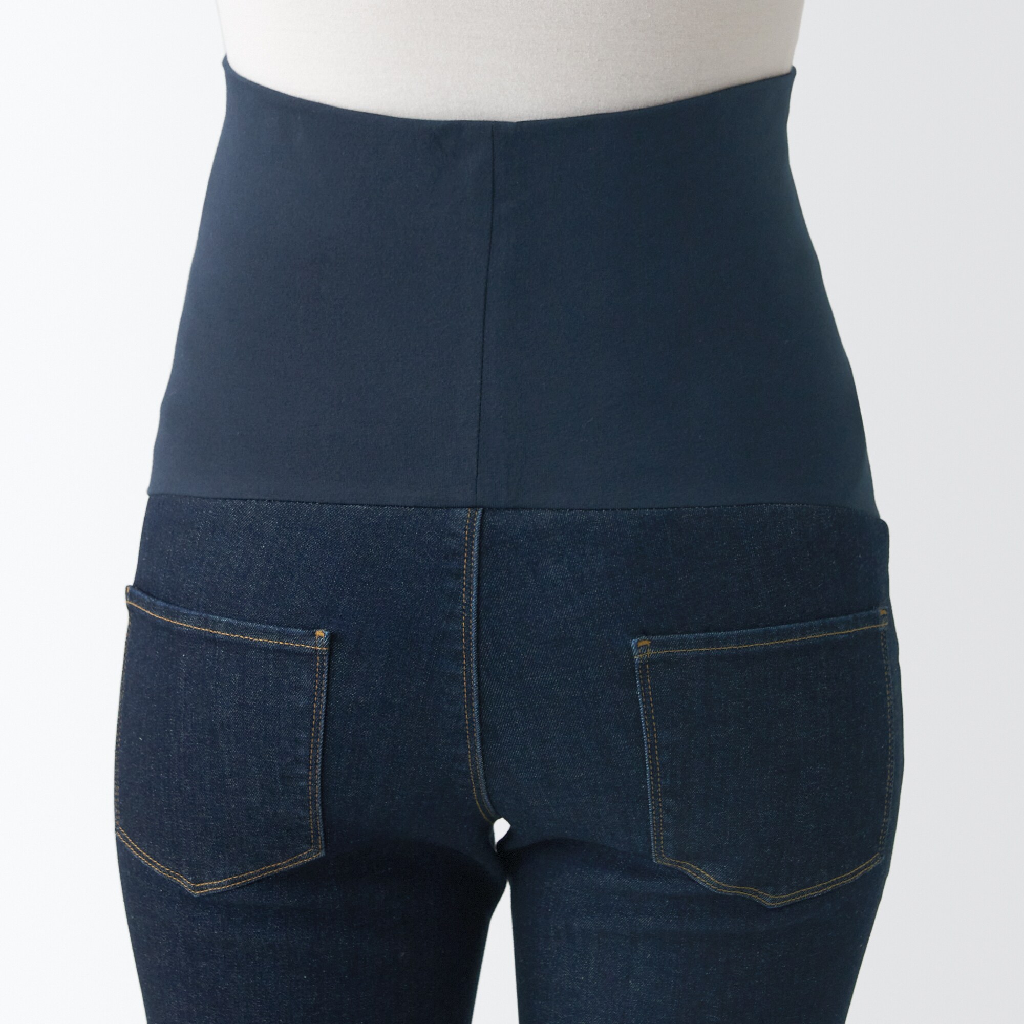 縦横ストレッチデニム産後もはけるスリムストレートパンツ