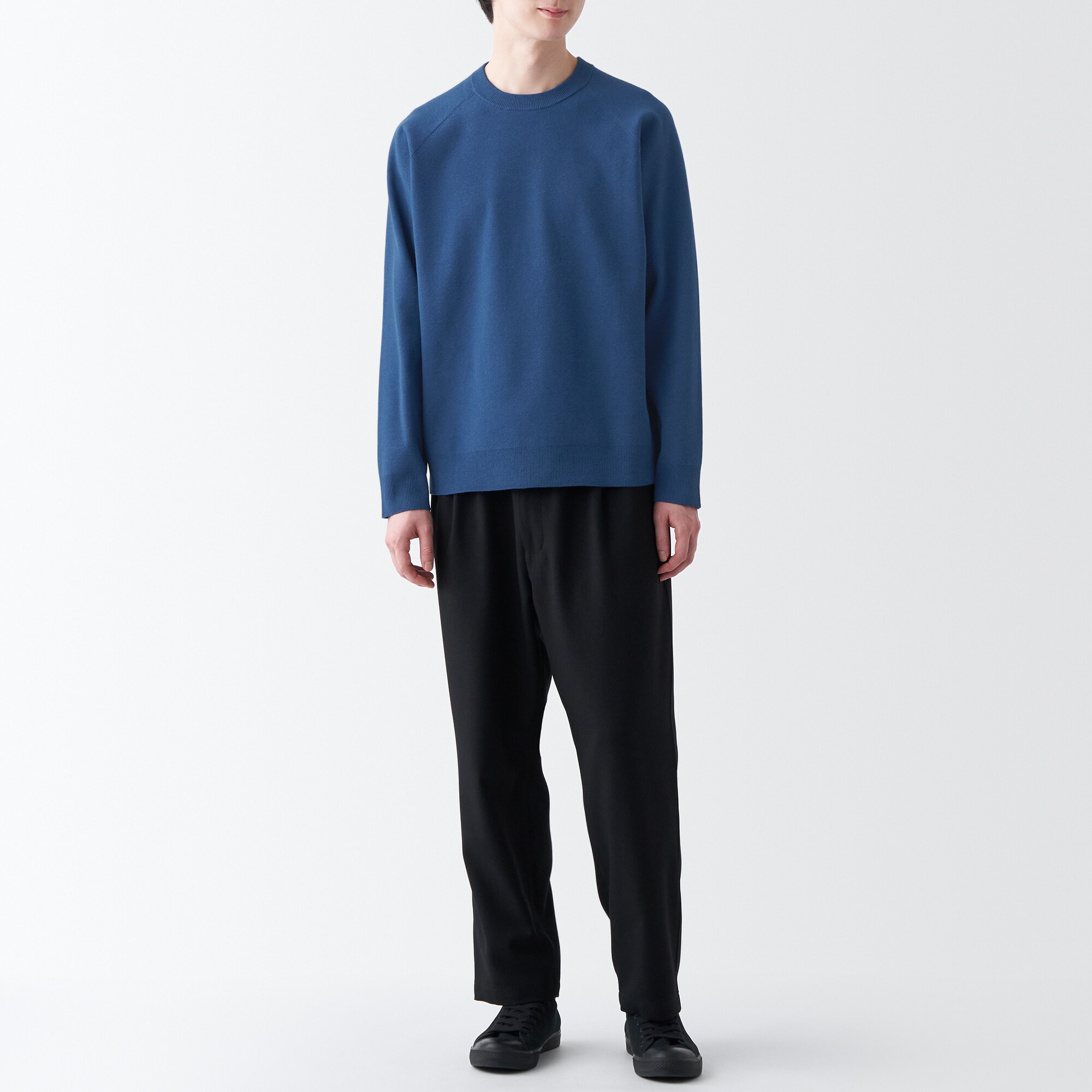 洗えるミラノリブ編みクルーネックワイドセーター（紳士）