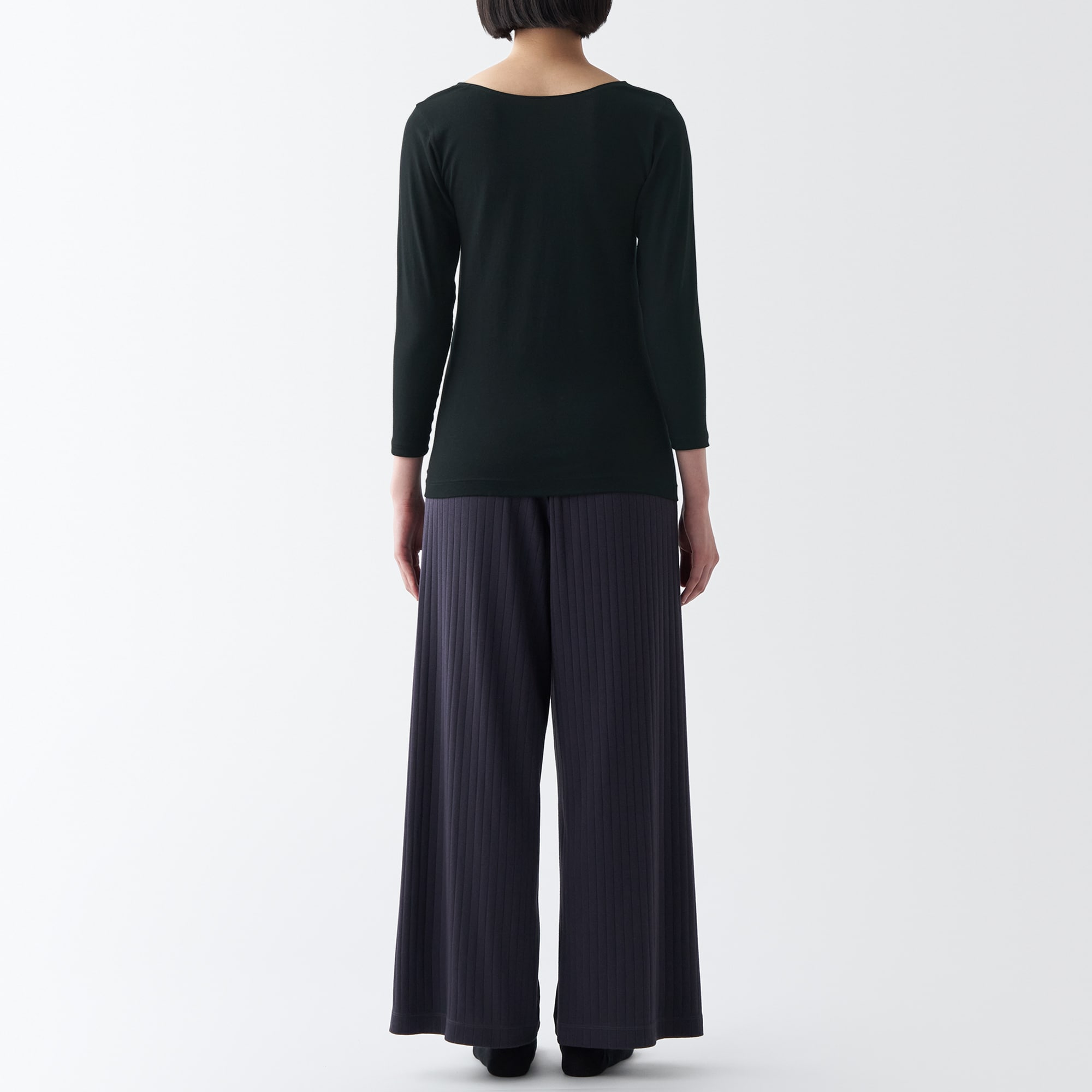 あったか綿　Ｕネック八分袖Ｔシャツ