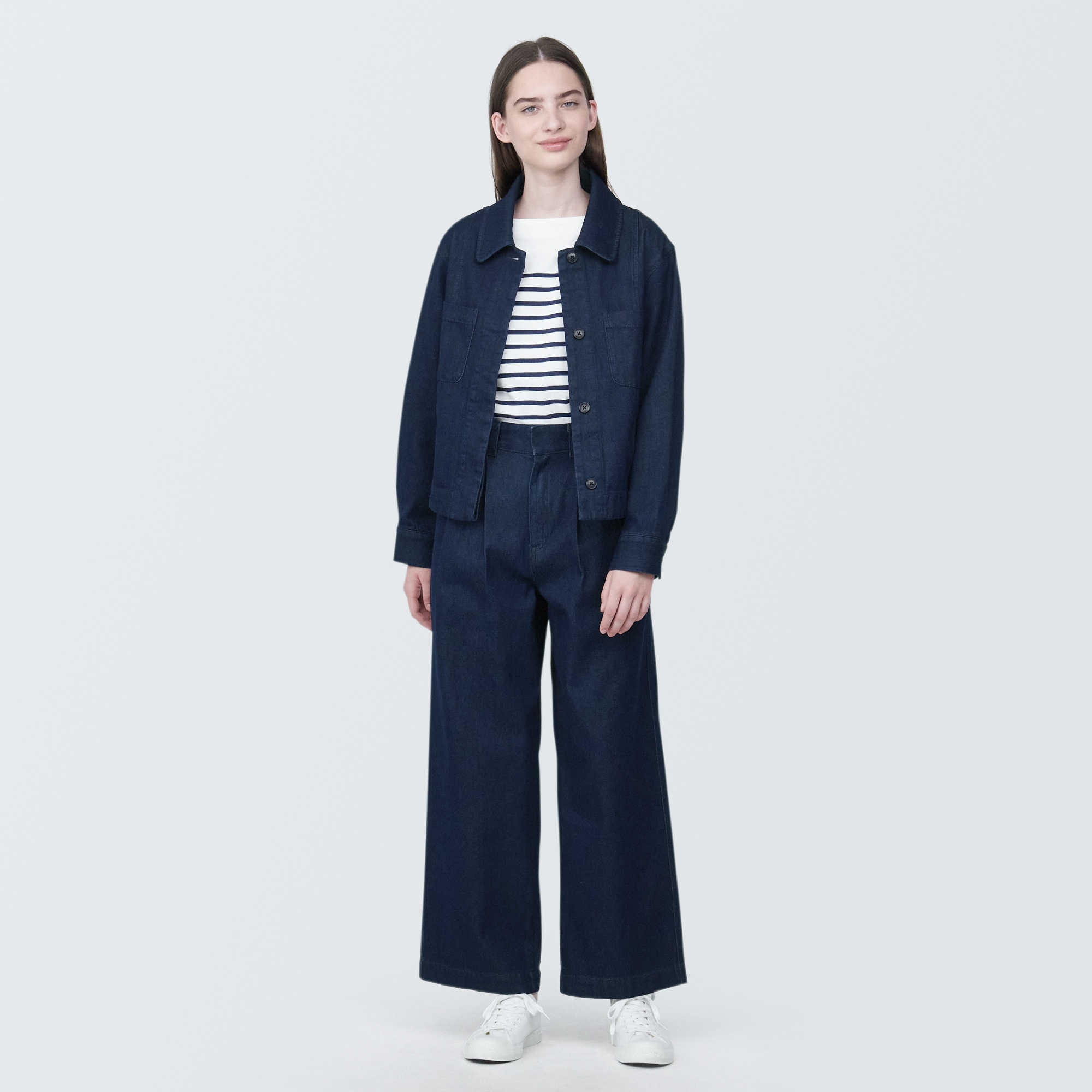 婦人　木の実から作ったカポック混デニムシャツジャケット