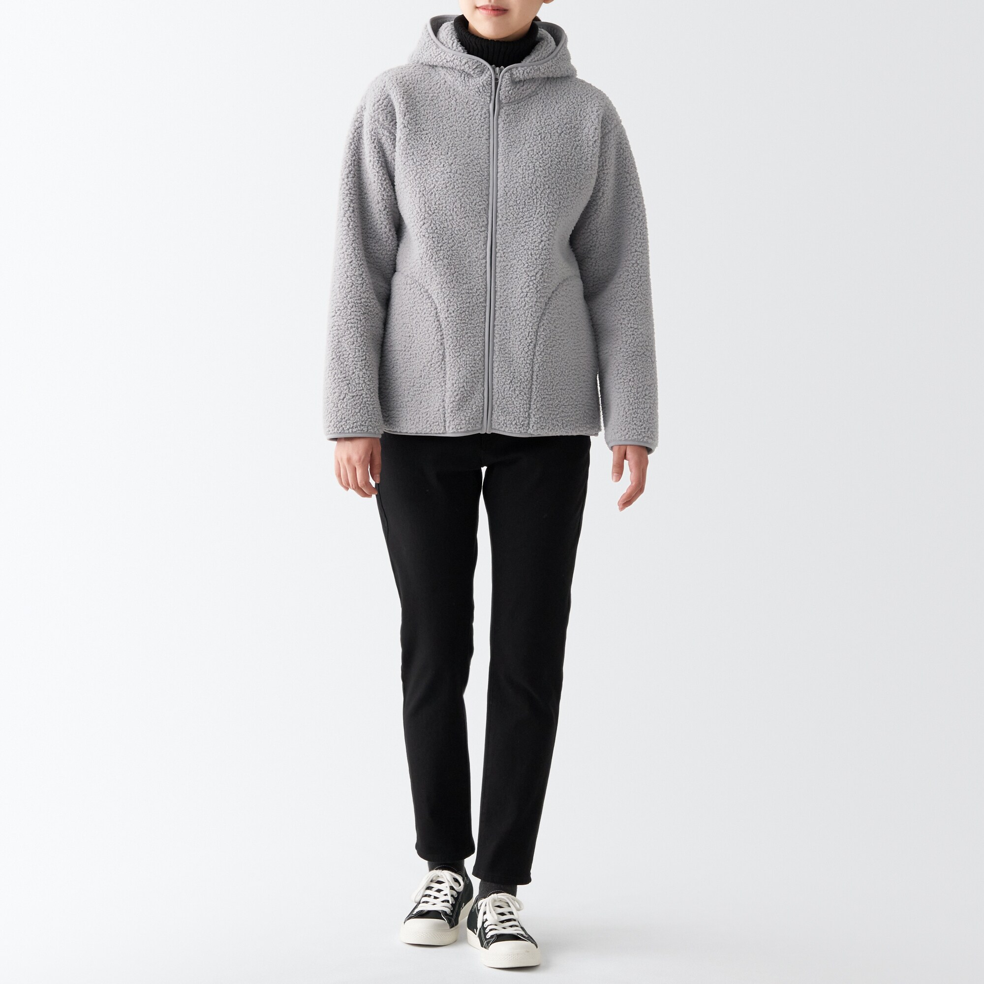 再生ポリエステルボアフリースパーカー