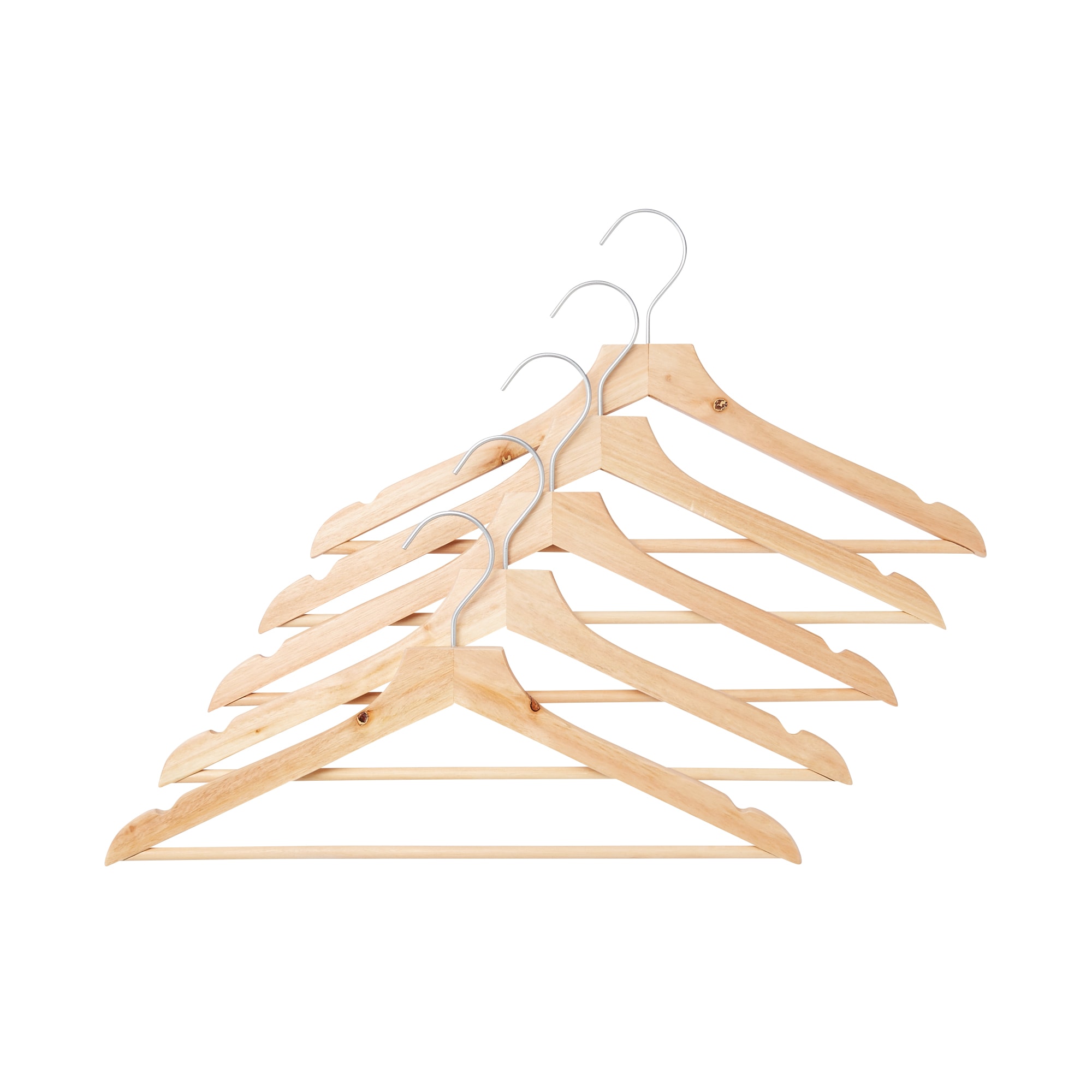 節あり木製ハンガー　約幅４３ｃｍ／５本組