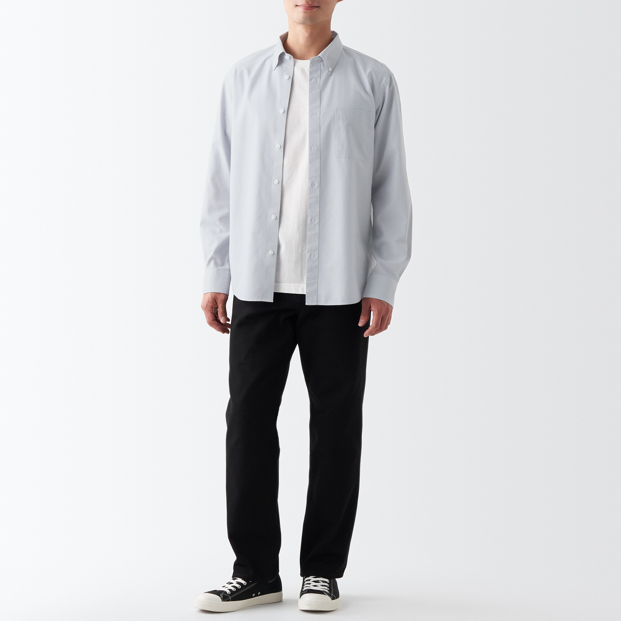 シワになりにくいボタンダウン長袖シャツ