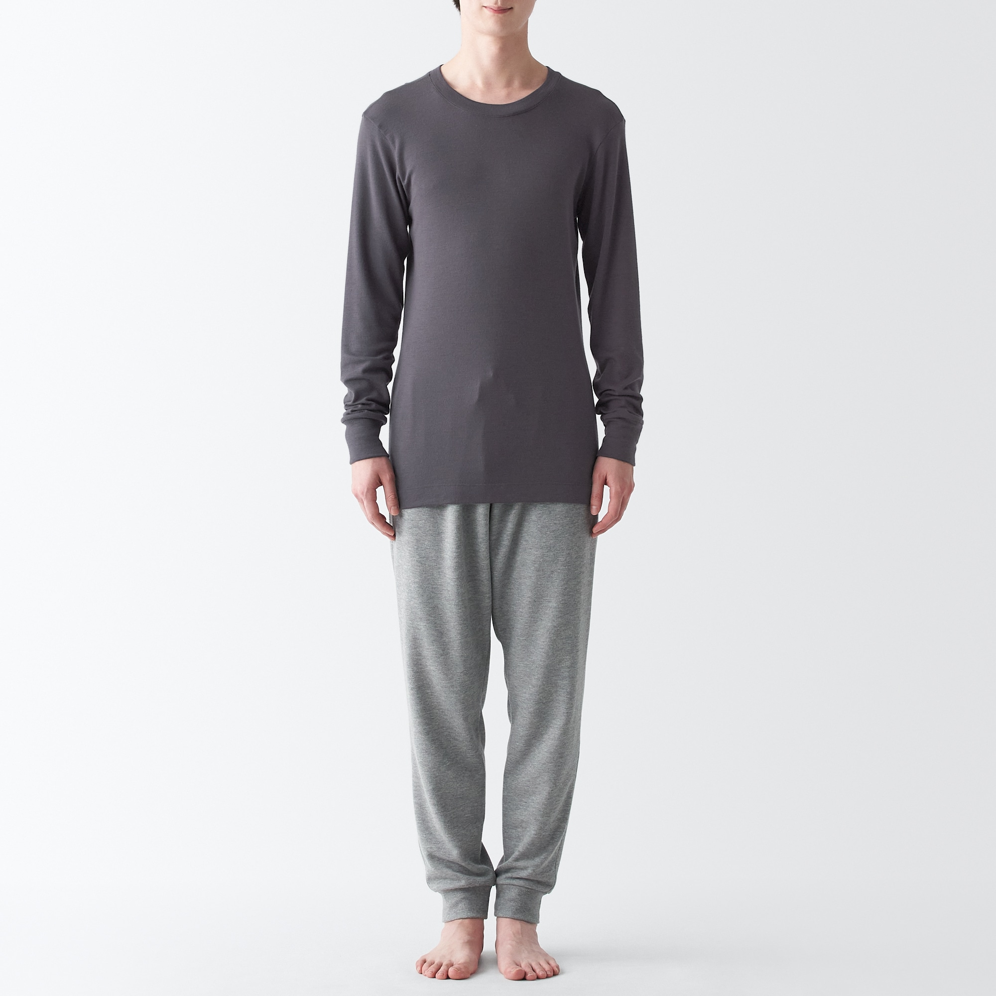 ウール　クルーネック長袖Ｔシャツ