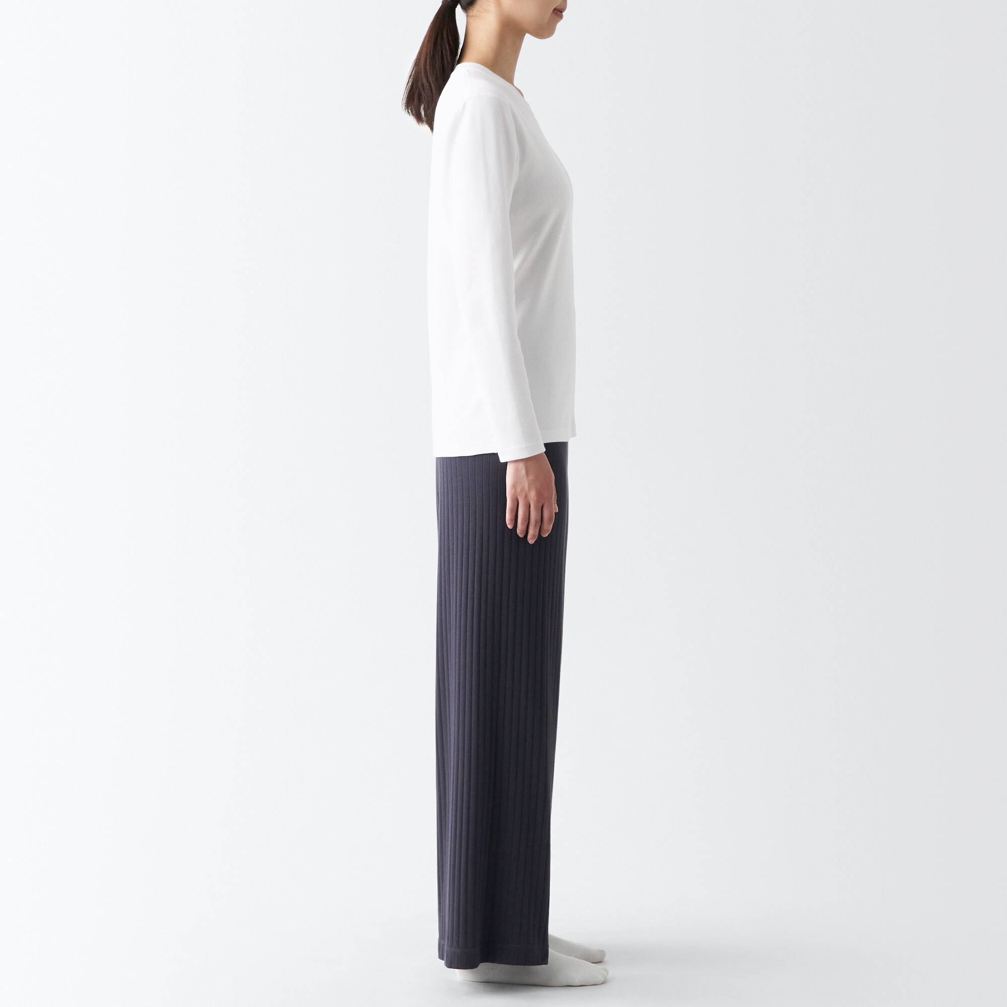 あったか綿　ウール　クルーネック長袖Ｔシャツ