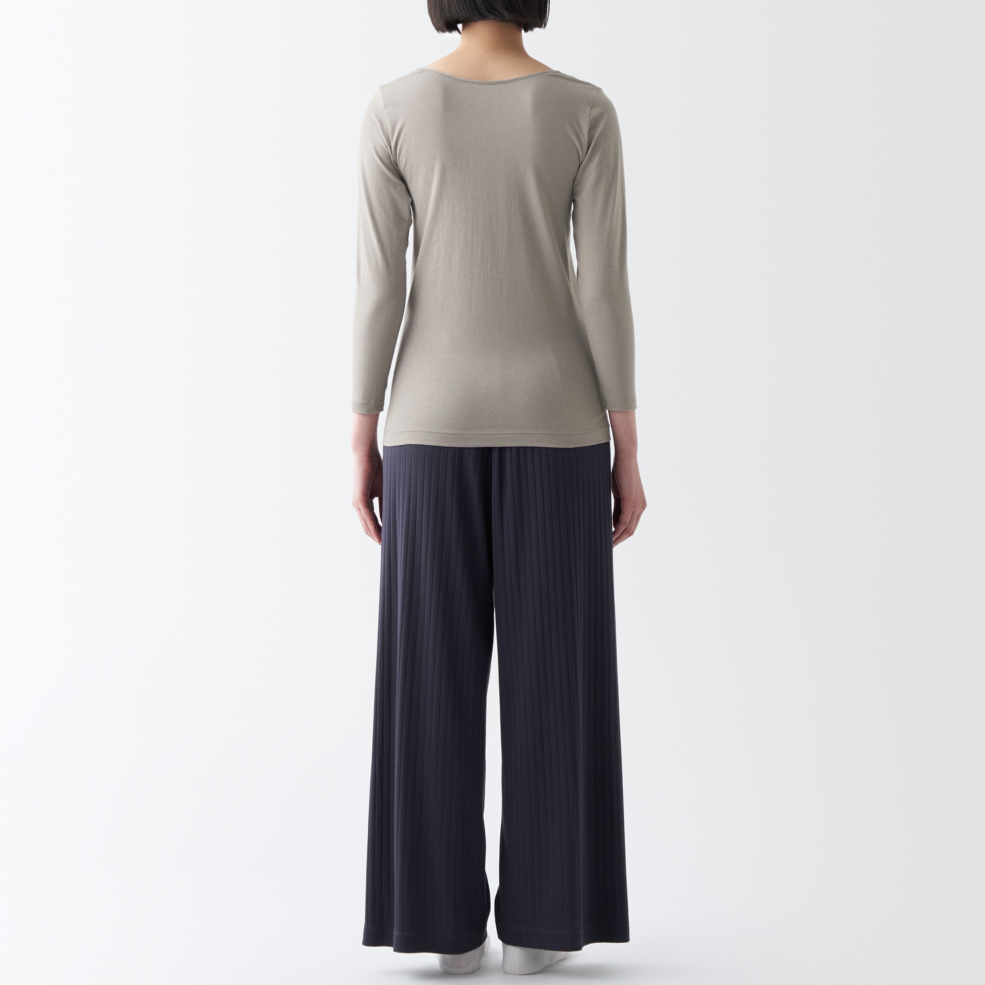 あったか綿　Ｕネック八分袖Ｔシャツ