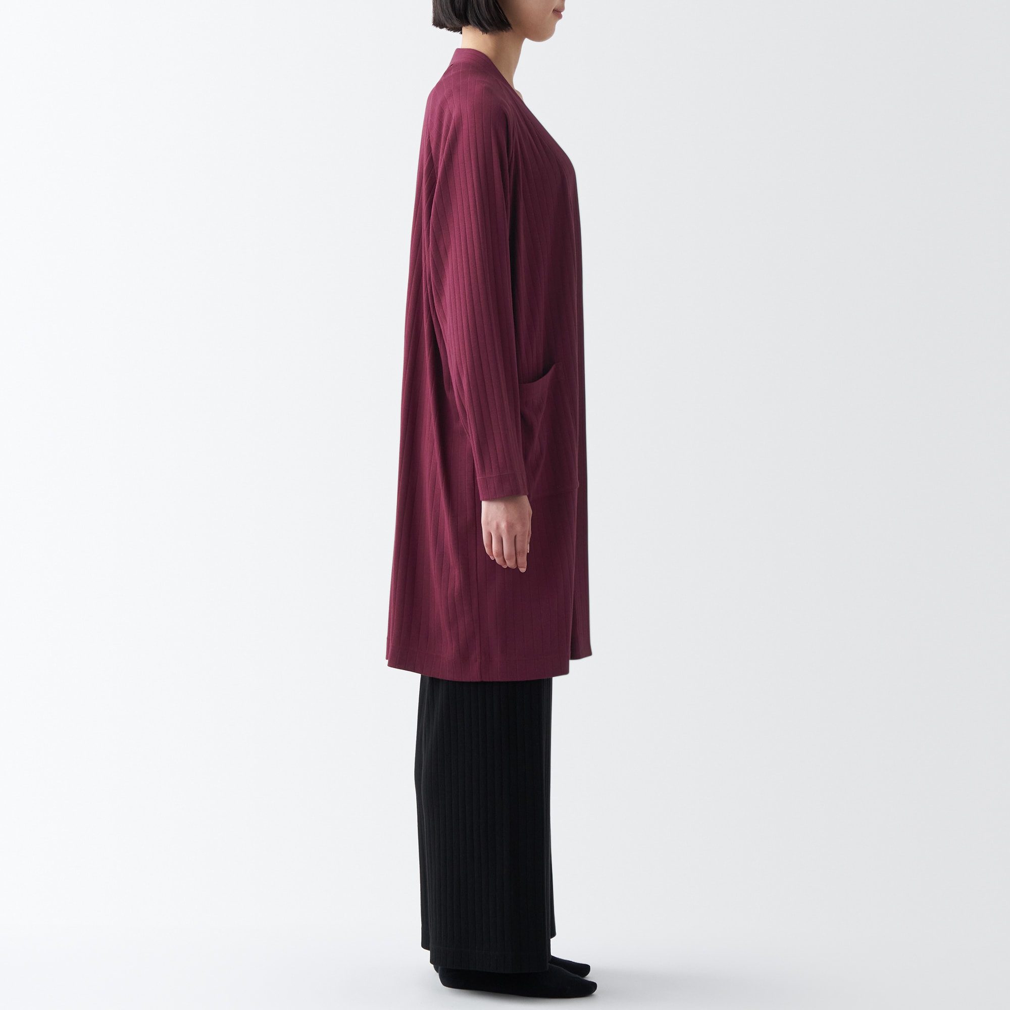 ワイドリブ　ロングカーディガン