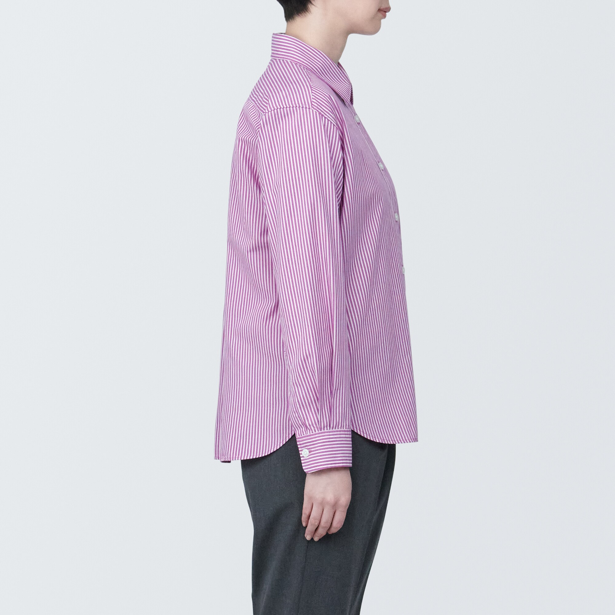 婦人　洗いざらし　ブロードレギュラーカラー長袖シャツ