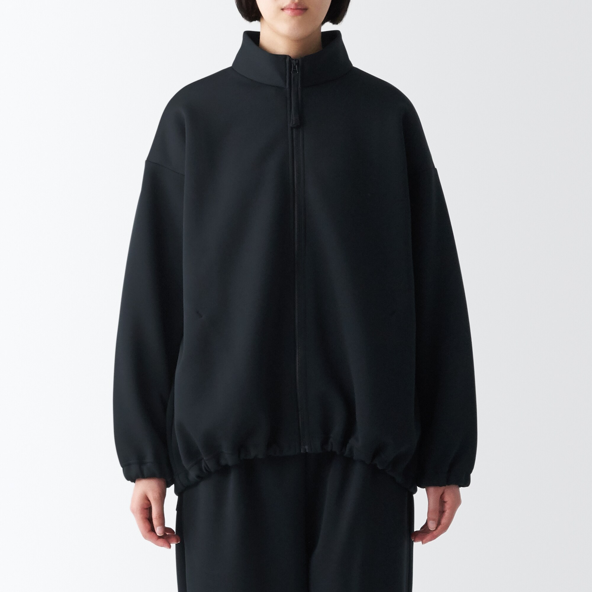 二重編みスウェットブルゾン