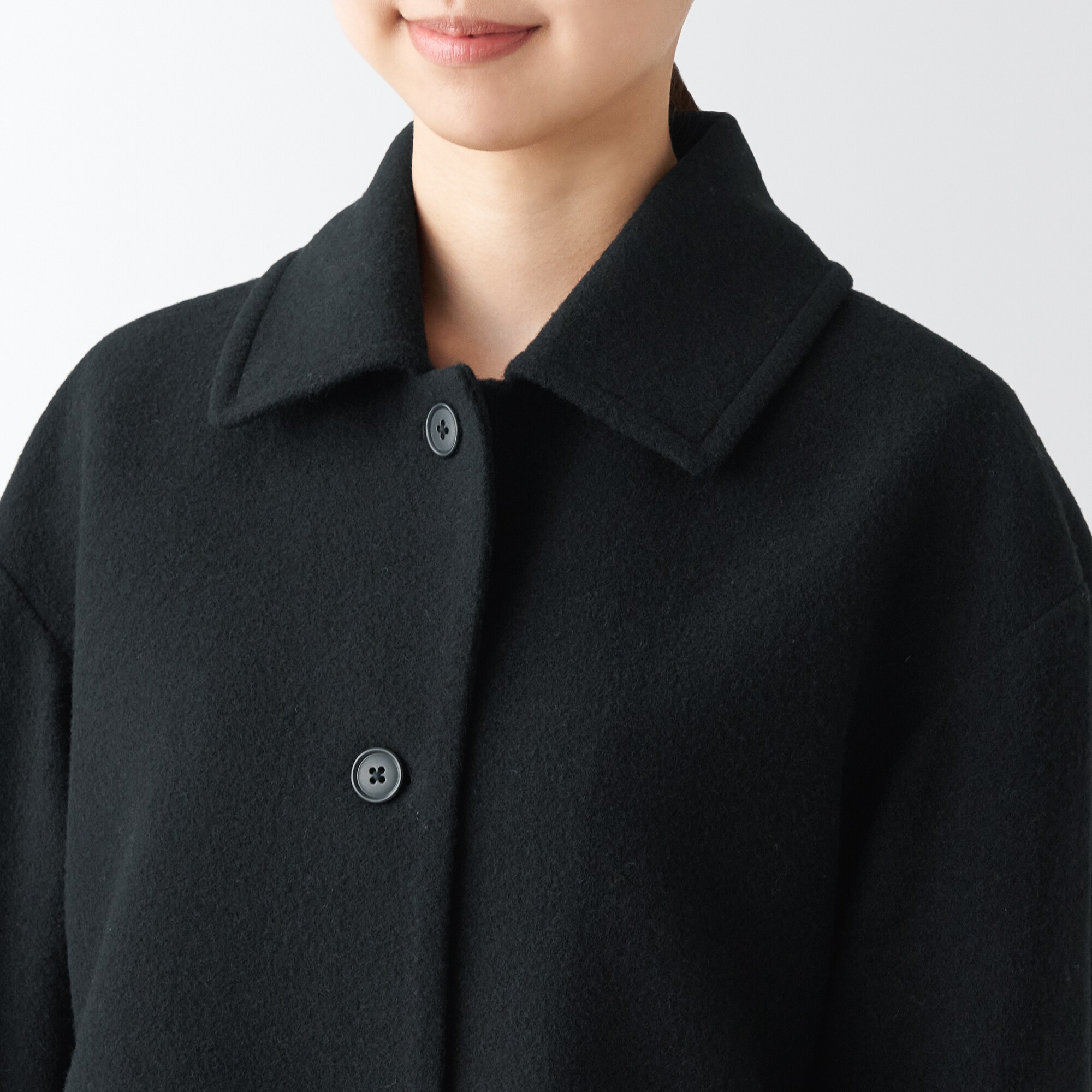 ウール混ステンカラーショートコート