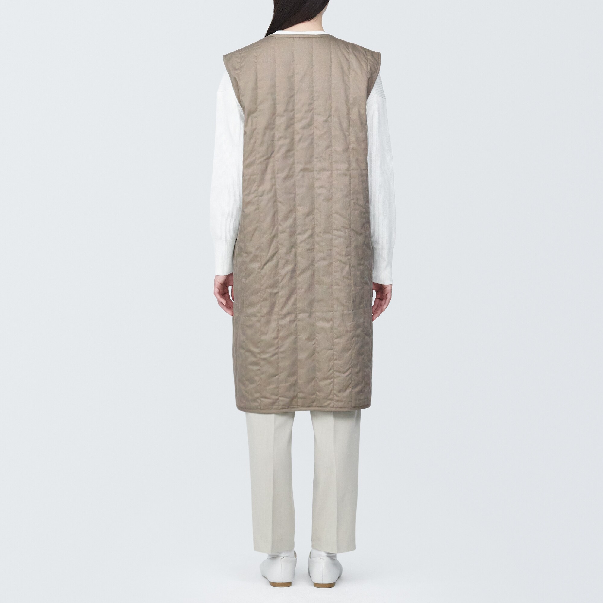 婦人　木の実から作ったカポック混中わたロングジレ