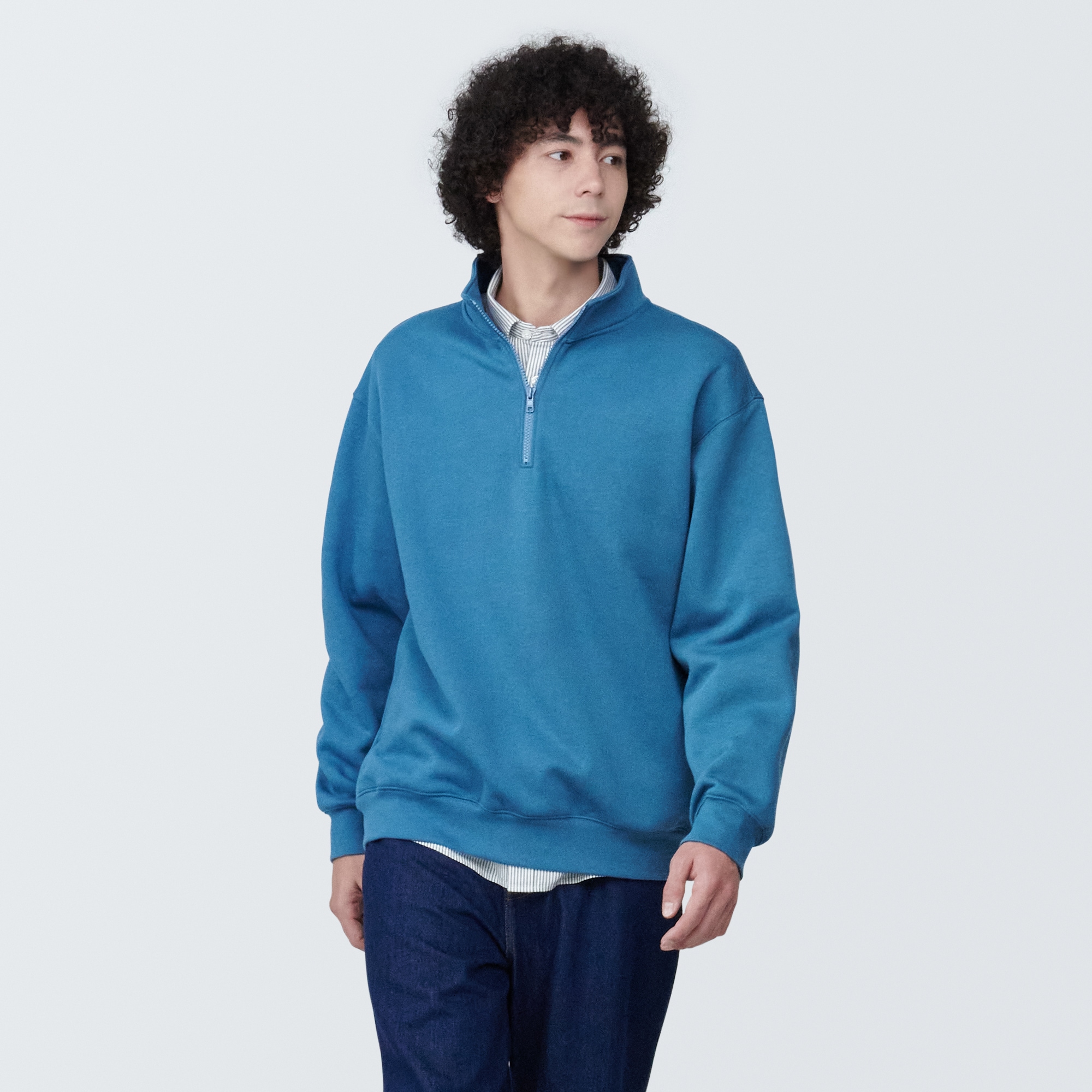 紳士　ハーフジップスウェットシャツ