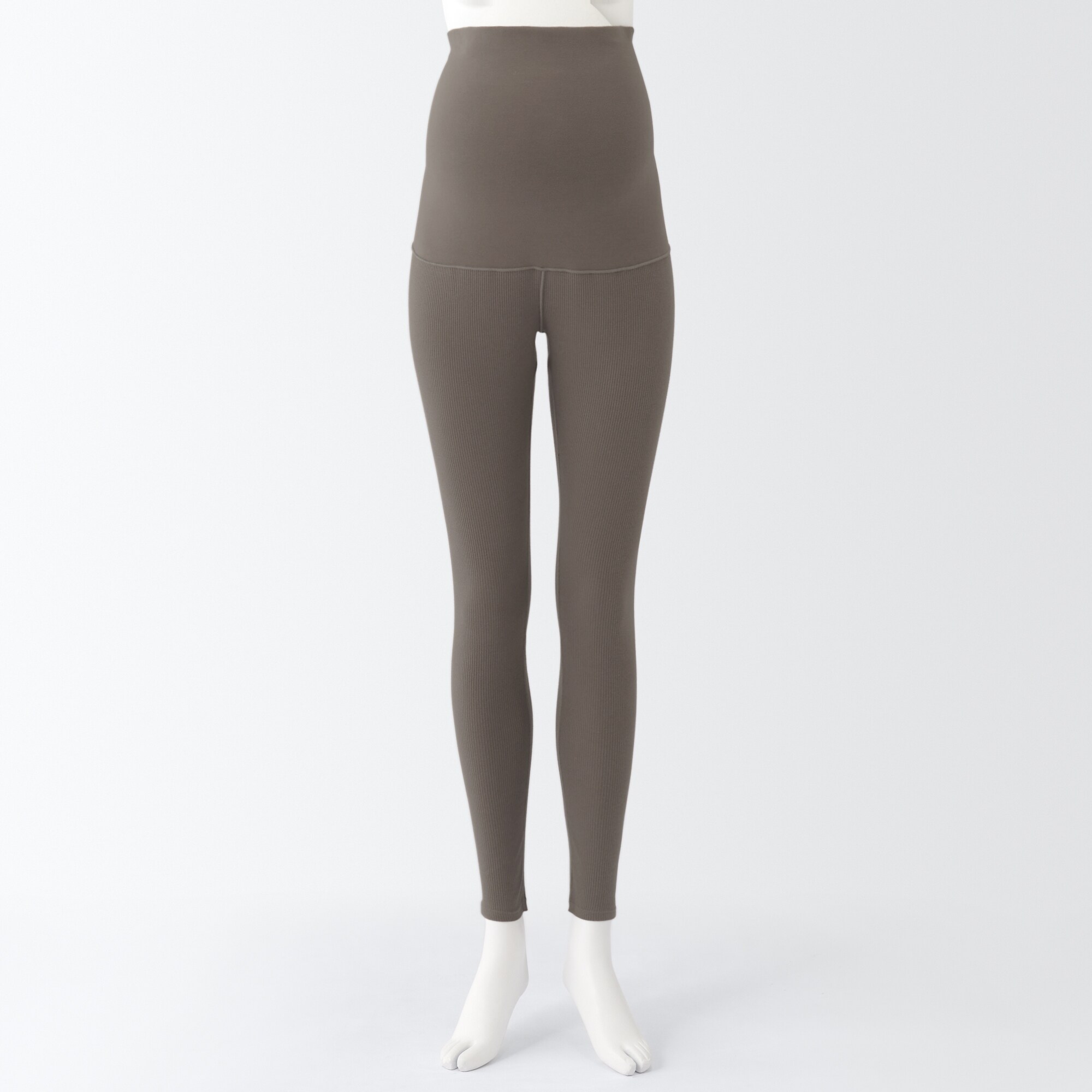 ストレッチリブ編み　腹巻つきレギンス（十分丈）