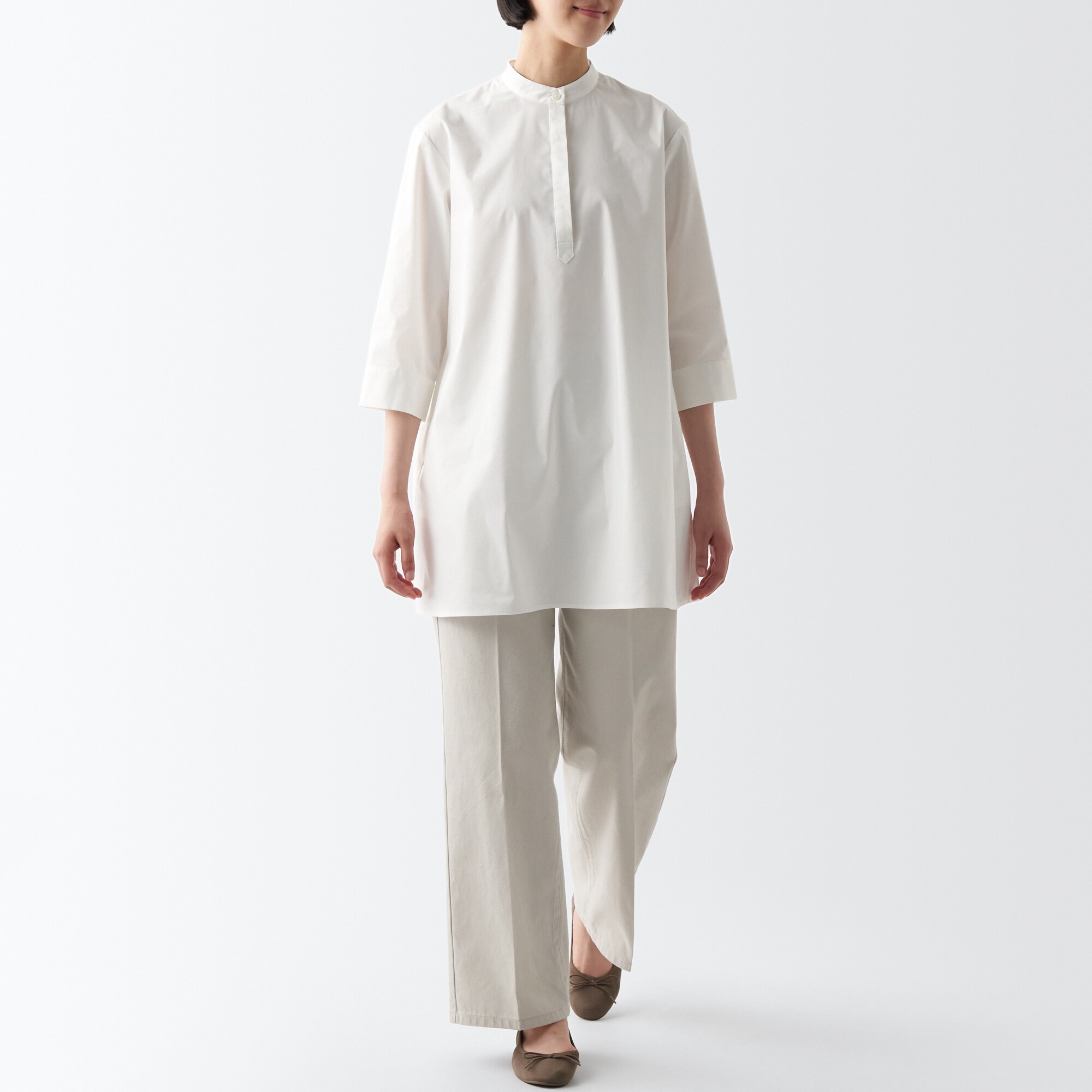 コットン混サテンチュニック