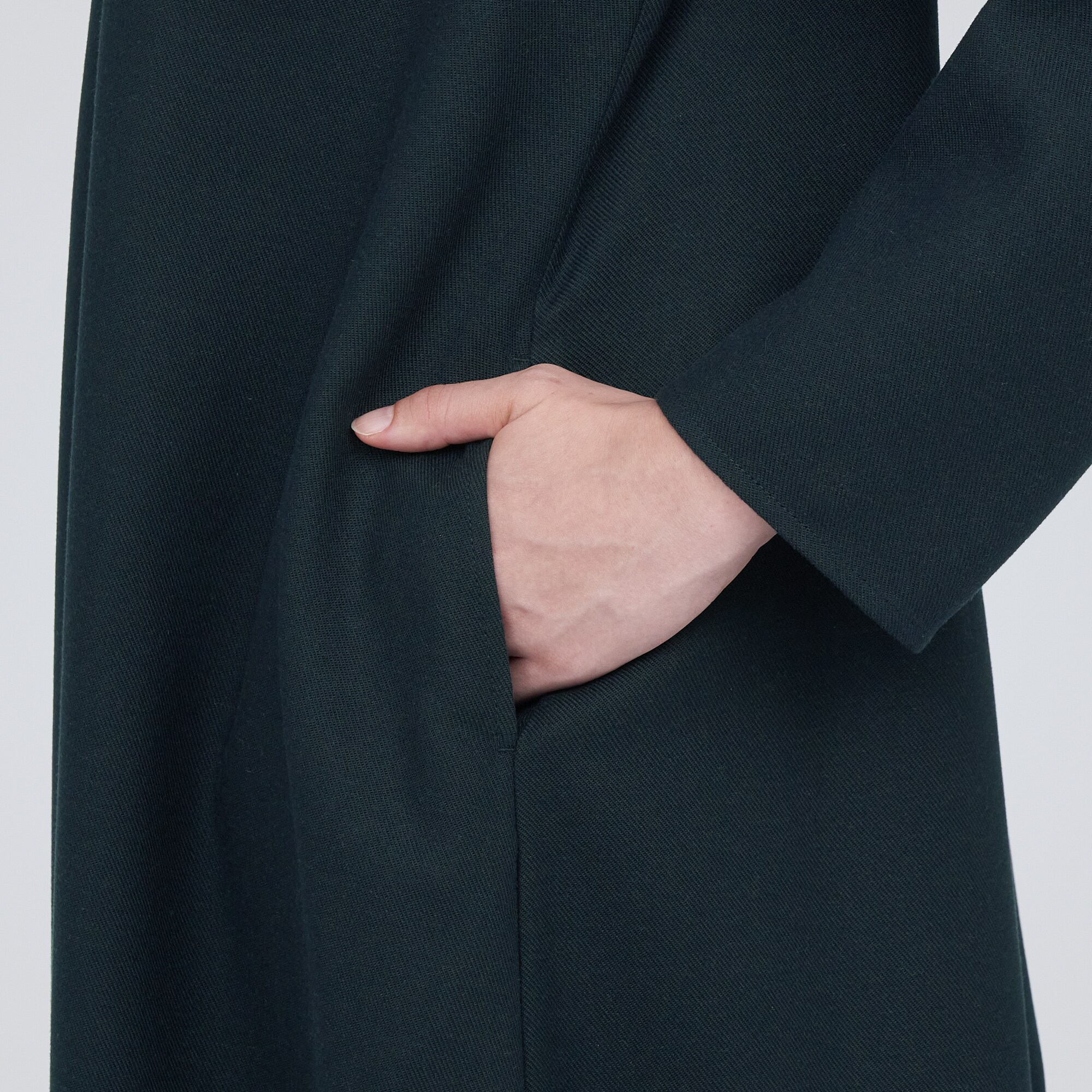 起毛キーネック長袖ワンピース