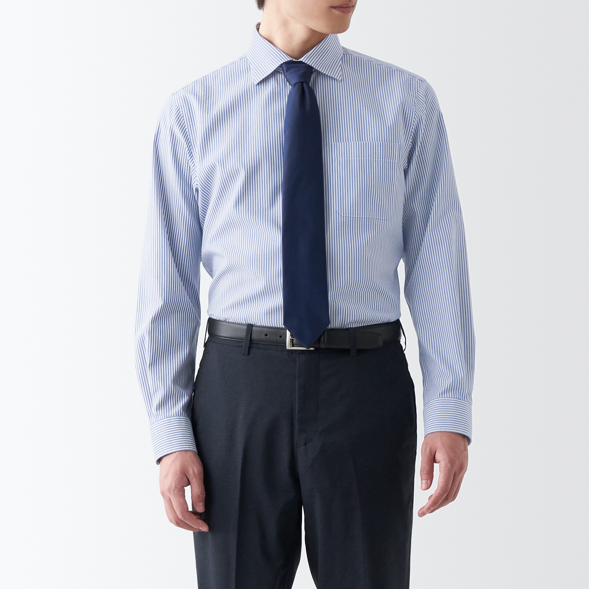 ノンアイロンビジネスセミワイドカラー長袖シャツ