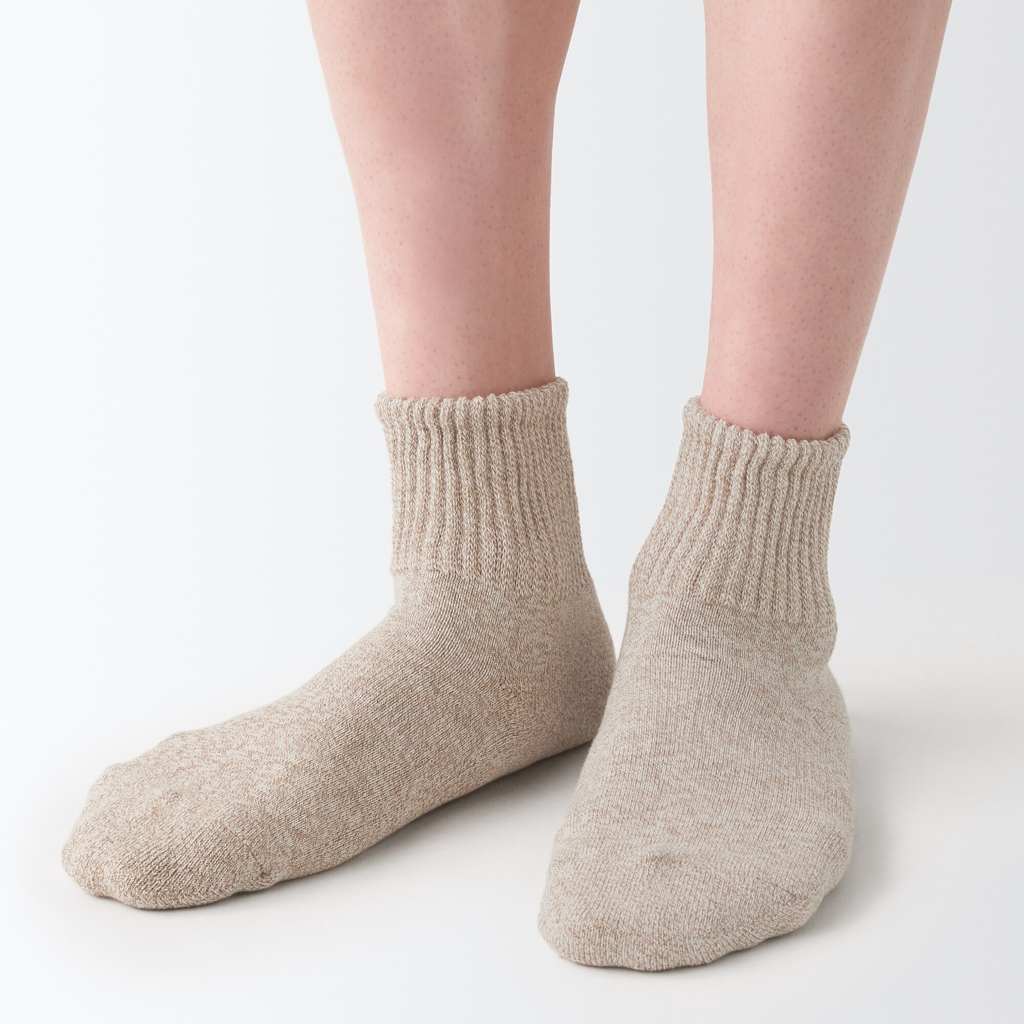 足なり直角　パイル編み　厚手ショート丈靴下（無地／紳士）