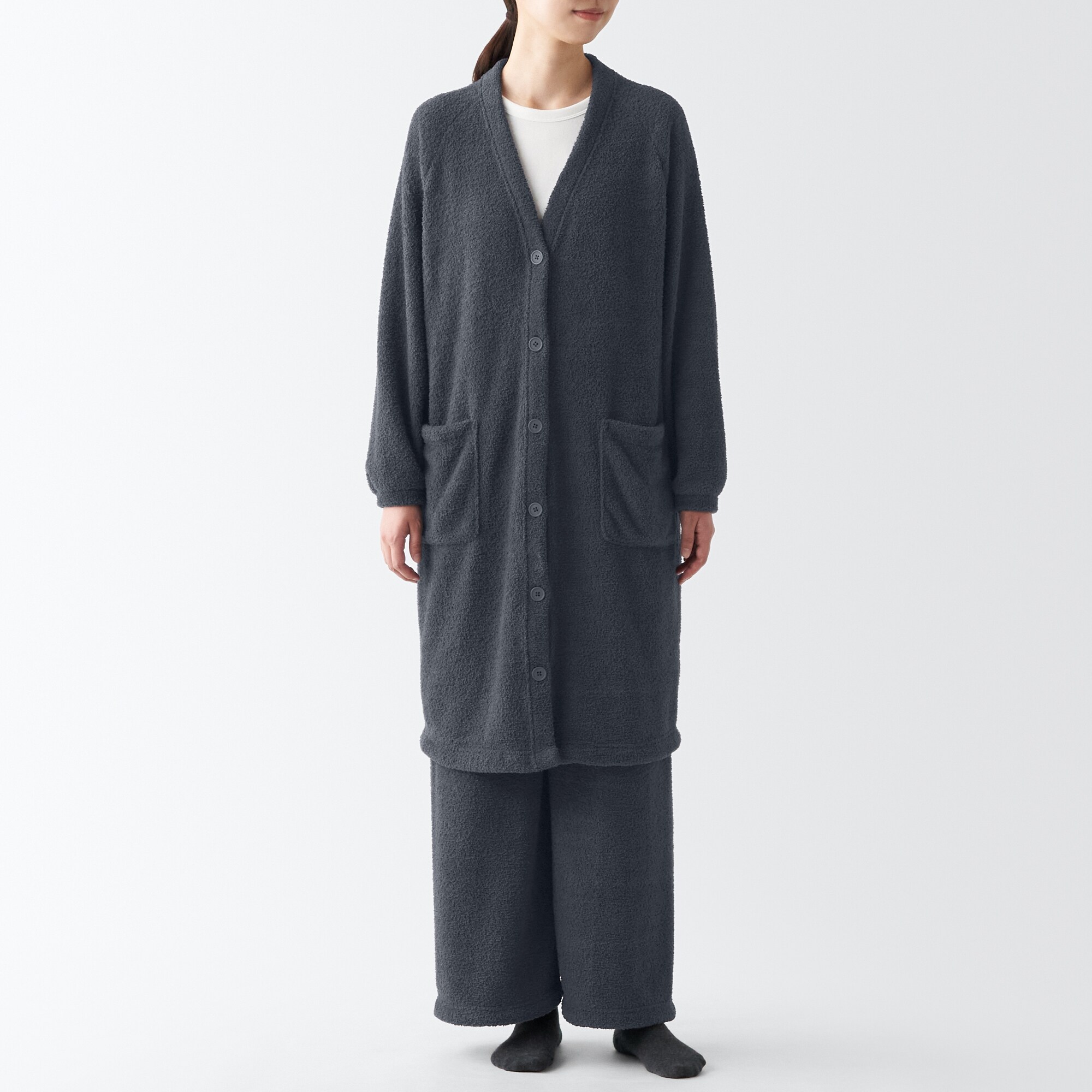 ニットフリース　ロングカーディガン