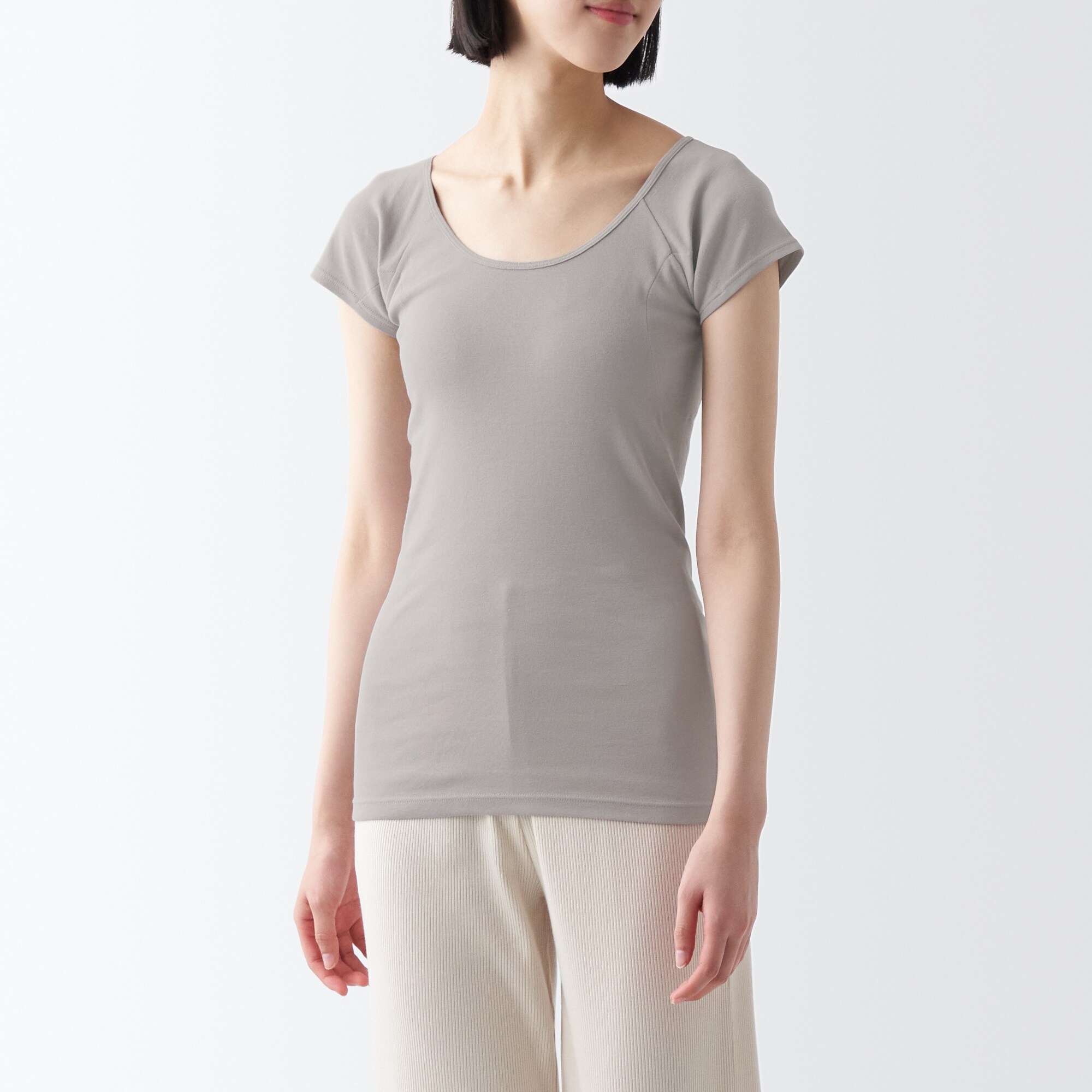 さらっと綿　汗取りパッド付きフレンチスリーブＴシャツ