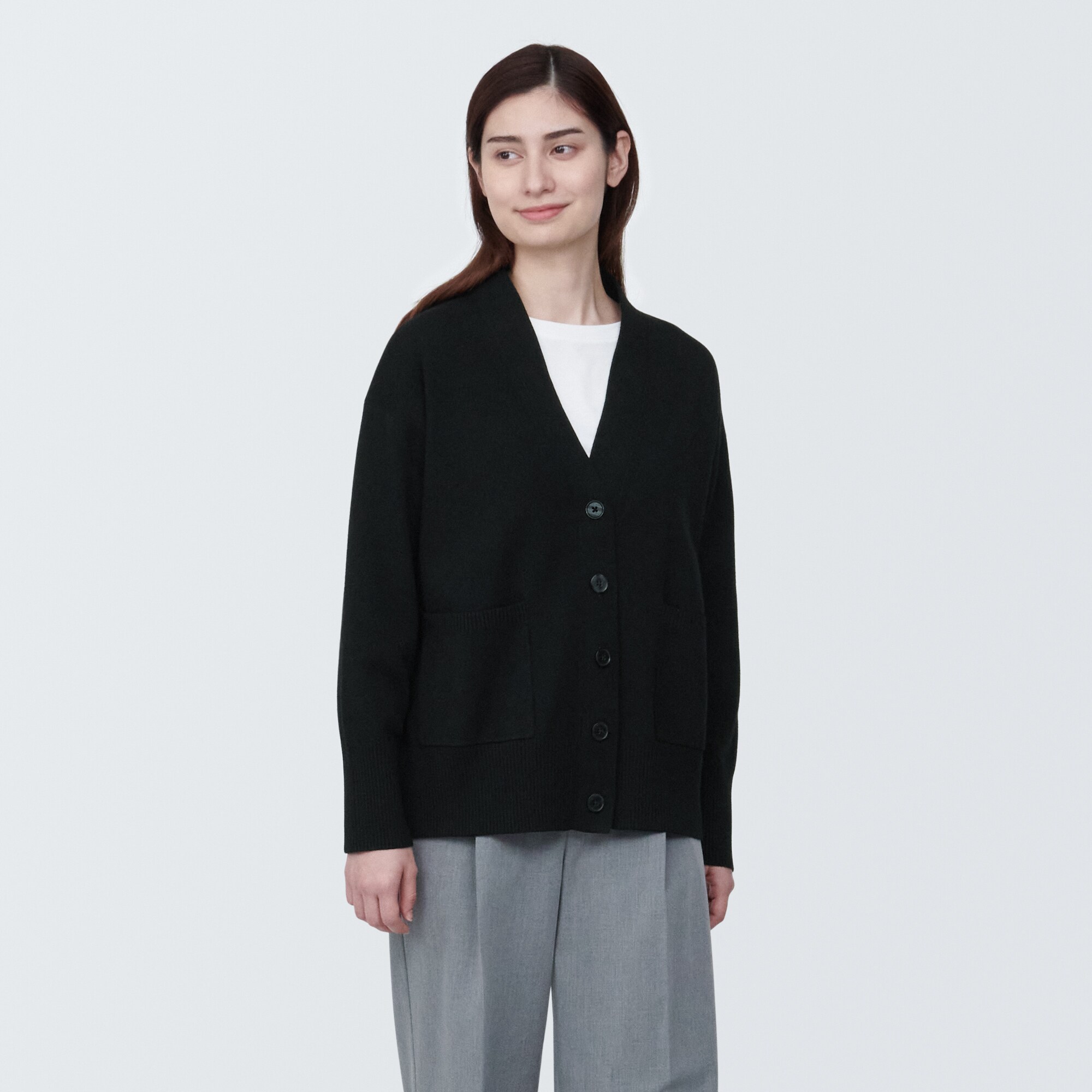 婦人　洗えるミラノリブ編みＶネックカーディガン