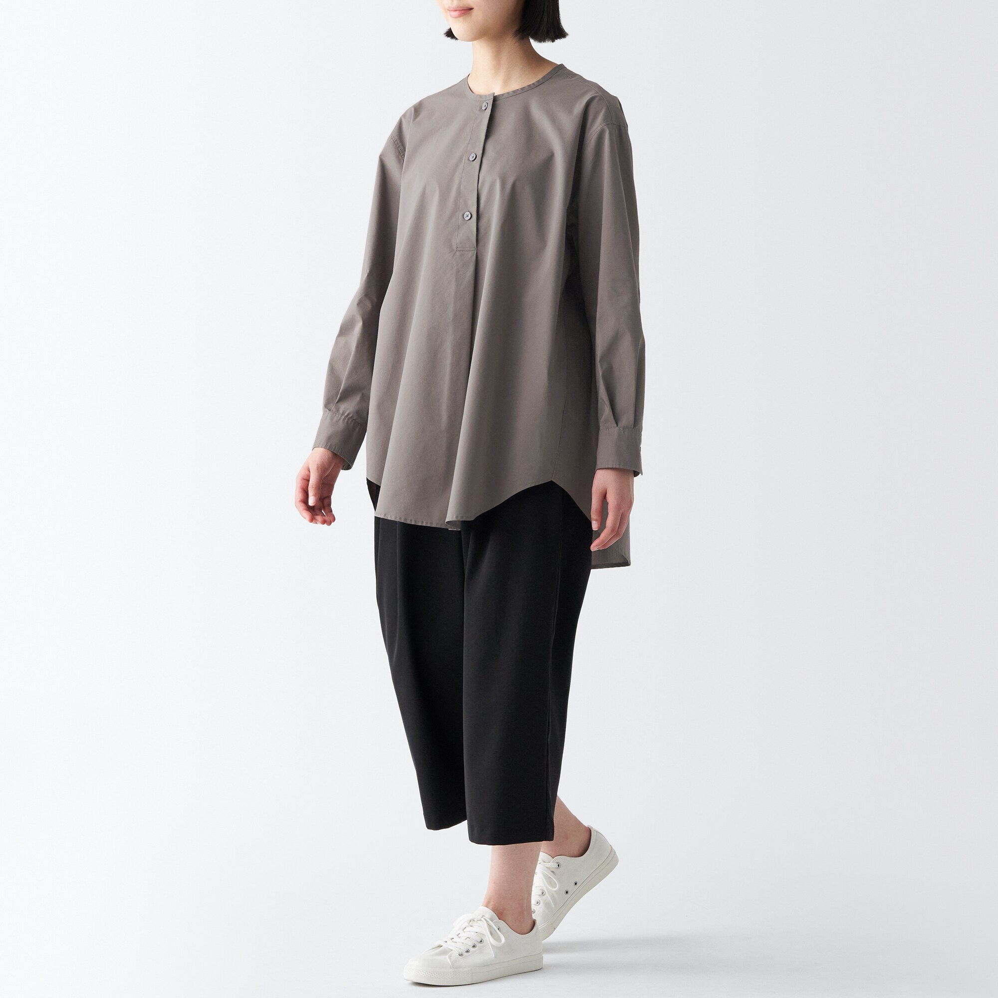 乾きやすいブロード長袖チュニック